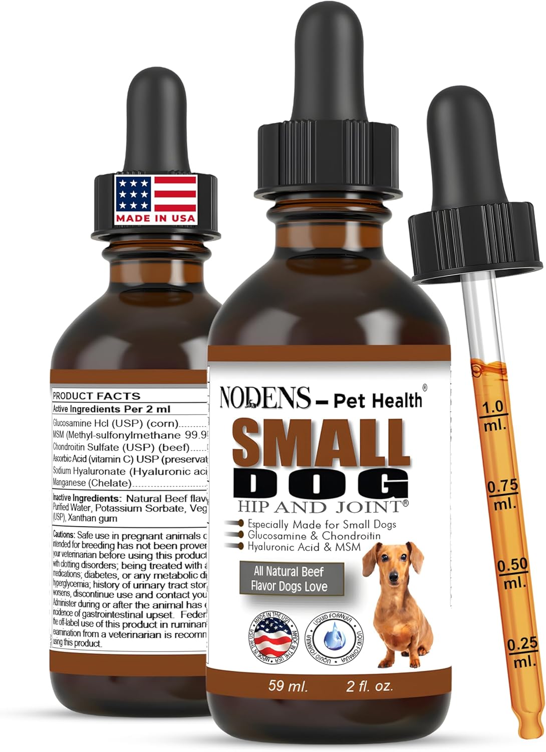 NODENS Small Dog Hip and Joint Liquid Glucosamine for Dogs – Small Dog Joint Supplement for Senior Dog Pain Relief Anti-inflammatory for Improved Joint Flexibility & Mobility 2oz