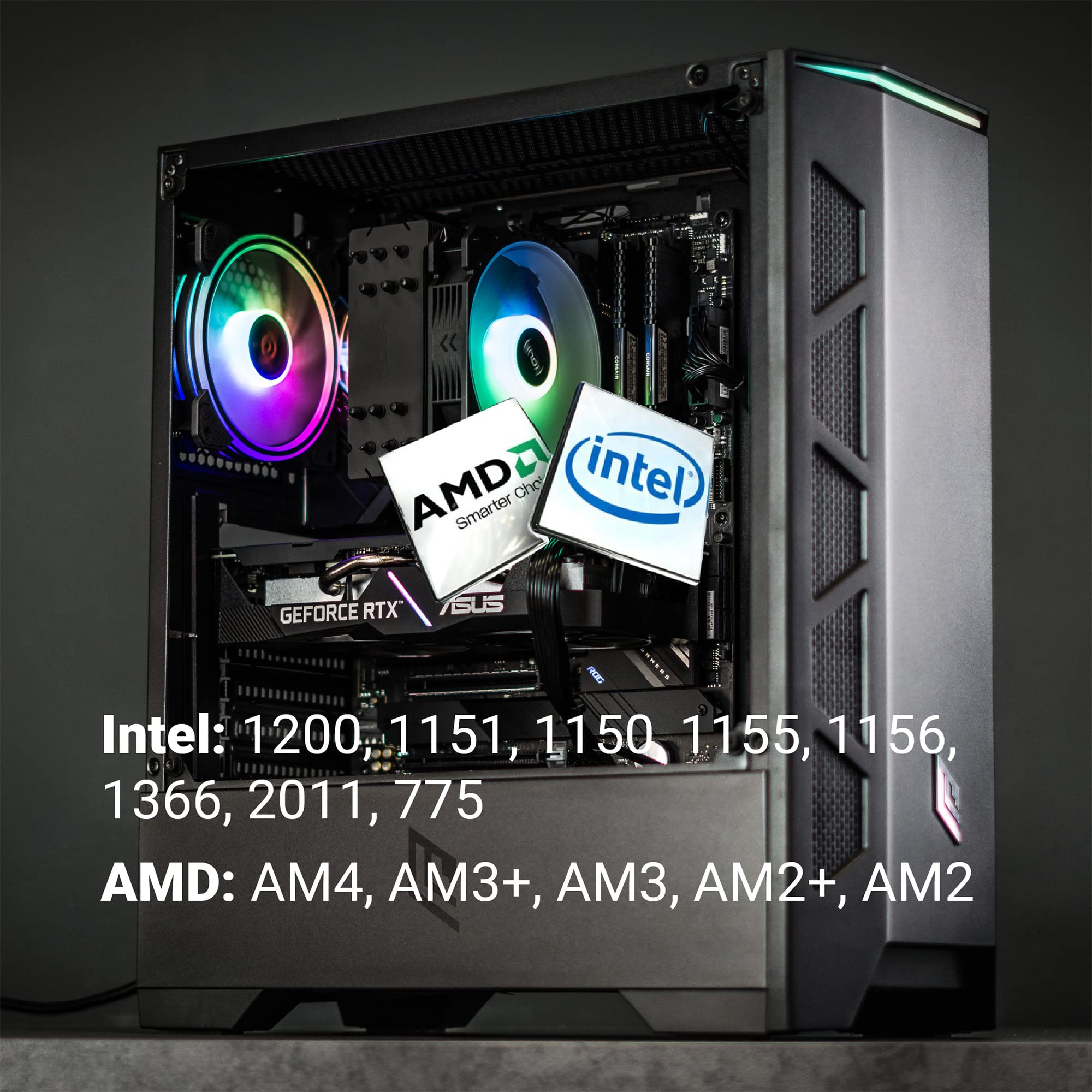 Noua Arcade ARGB Dissipatore di Raffreddamento per CPU TDP 180W 6 Tubi di Calore a Contatto Diretto e Ventola PWM Addressable 5V ADD RGB da 120 mm Compatibile LGA 1200 115x 1366 AM4 AM3 AM2