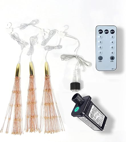 Miniatura 7 de Paquete de 3 600 luces LED enchufables, luces de fuegos artificiales, 8 modos regulables, control remoto, impermeable, luces de hadas colgantes,