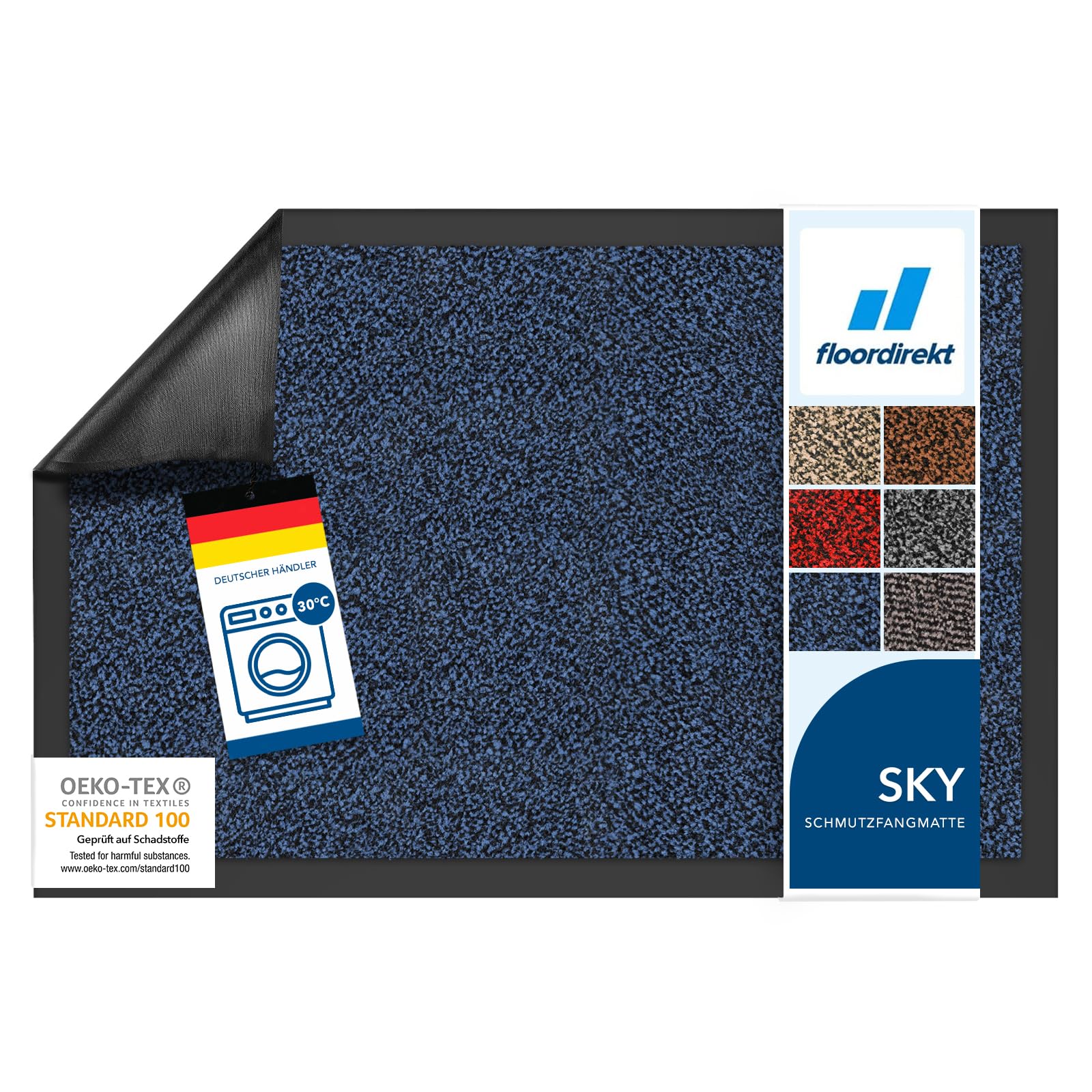 Floordirekt Schmutzfangmatte Rhine - waschbare & leistungsstarke Fußmatte - Sauberlaufmatte mit Rutschfester Rückseite - Türmatte für den Eingangsbereich