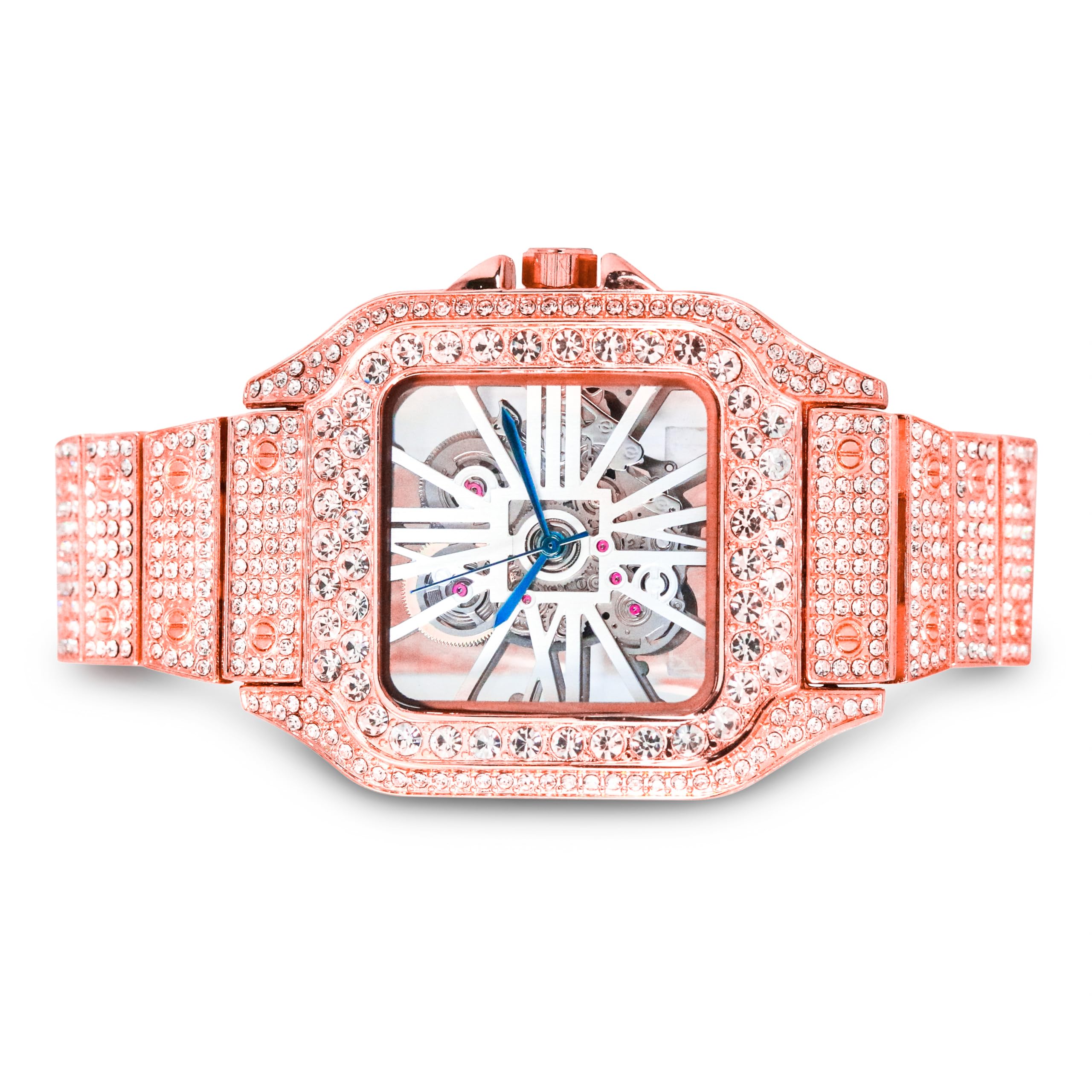 Techno Pave Reloj Cuadrado de Diamante para Hombre de 45 mm