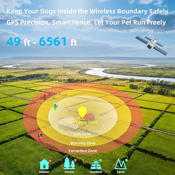 Clôture Invisible GPS pour Chien, Rayon Ajustable 15m à 2000m, 3 Modes d'Entraînement, Charge Magnétique Rapide, Étanche IPX7, Sans Abonnement, Adapté aux Chiens de Petite, Moyenne et Grande Ta - 2