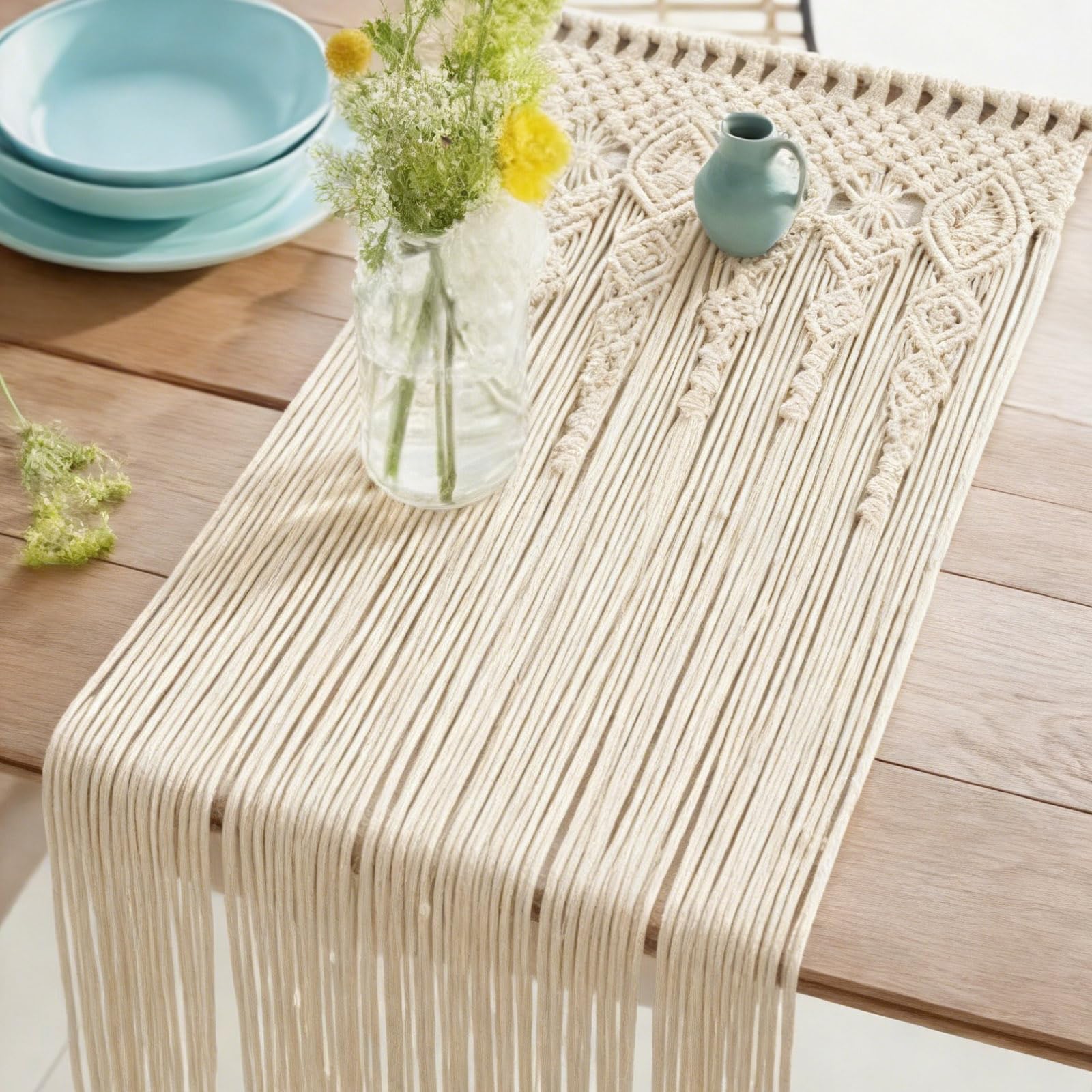 Hoypeyfiy - Arazzo in macramè stile Boho, 90 x 180 cm, divisorio realizzato a mano, per decorazione di matrimonio, camera e parete divisoria