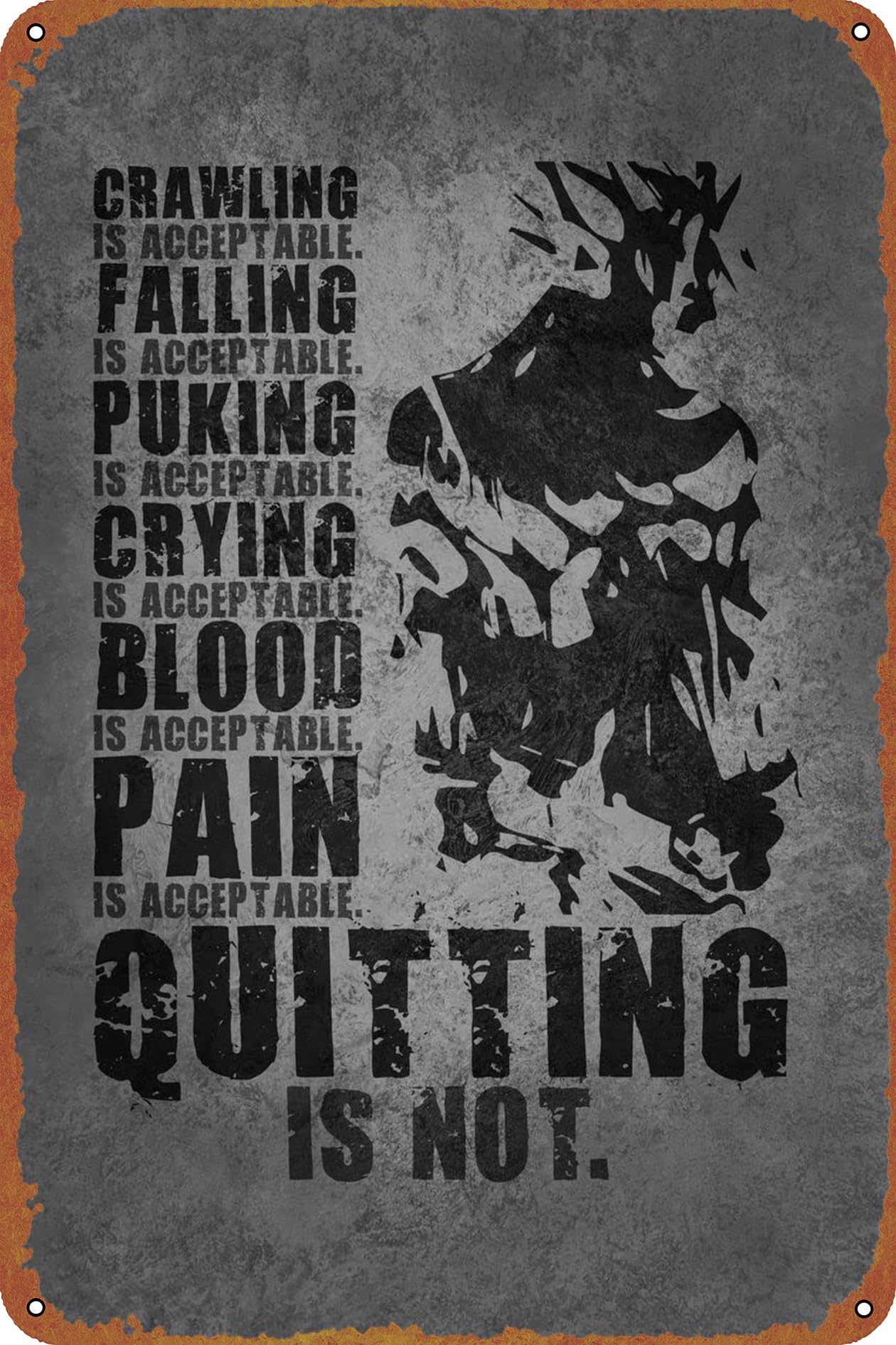 GTZAOBQuitting is Not Acceptable Metal Tin Sign 8 x 12 in Anime Motivation Vintage Poster Man Cave Decorative