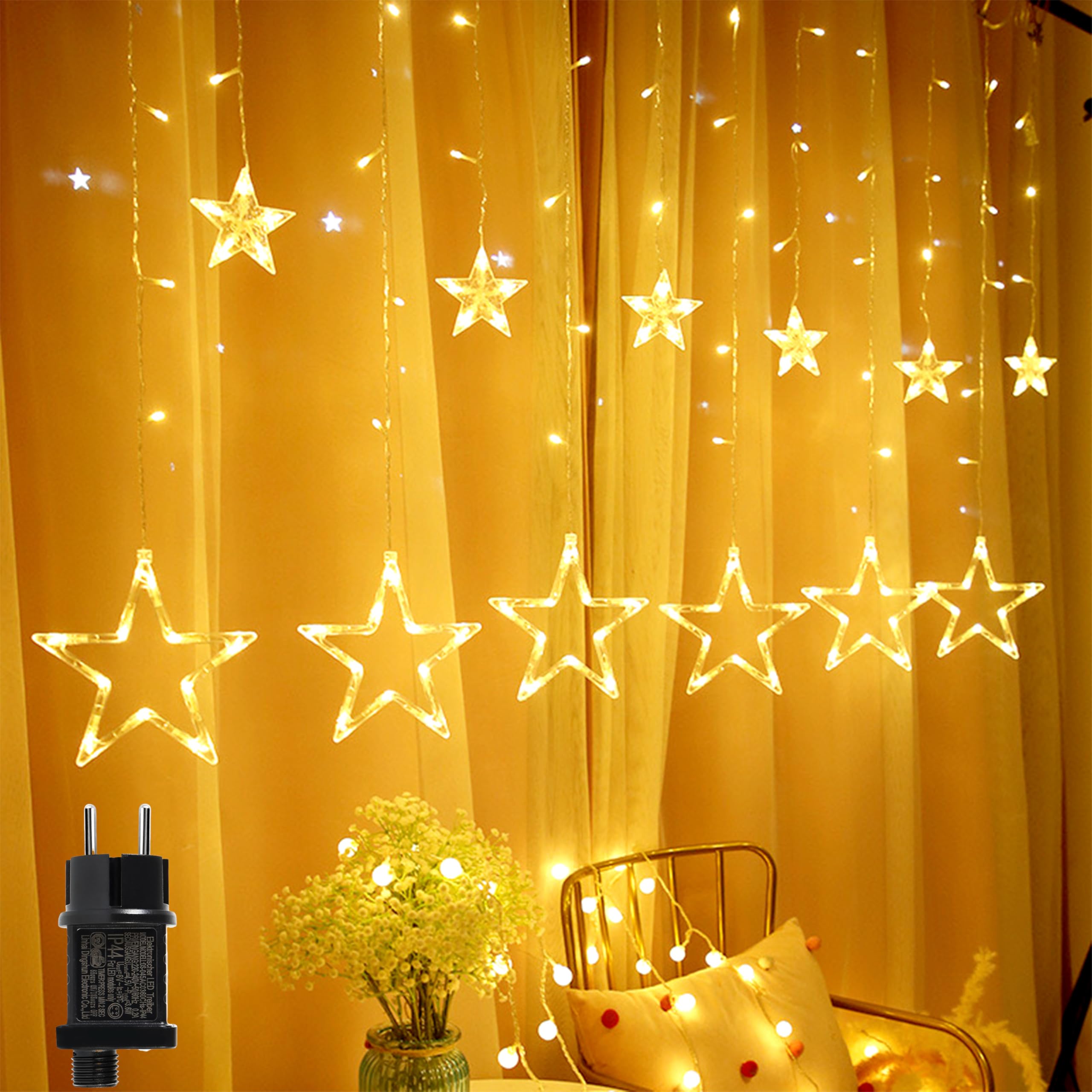 CHOIGN Tenda Luminosa Natale, 10 * 3M*3M 300 LED Luci Tenda con Telecomando, 8 Modalità e 6