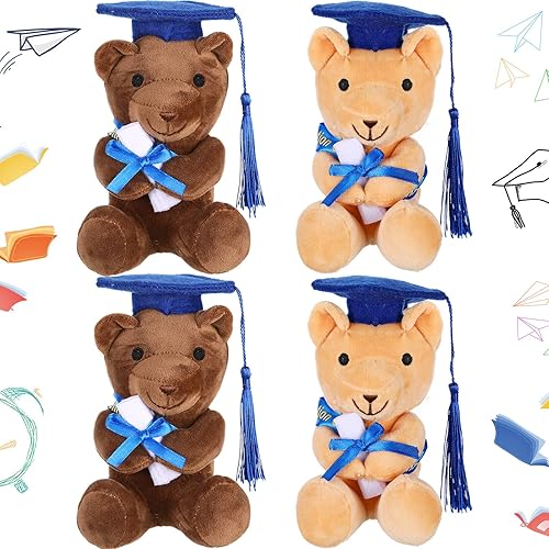 Hungdao 4 piezas de oso de graduación clase de 2023, oso de graduación, oso de peluche, regalo de graduación, animal de graduación para jardín de