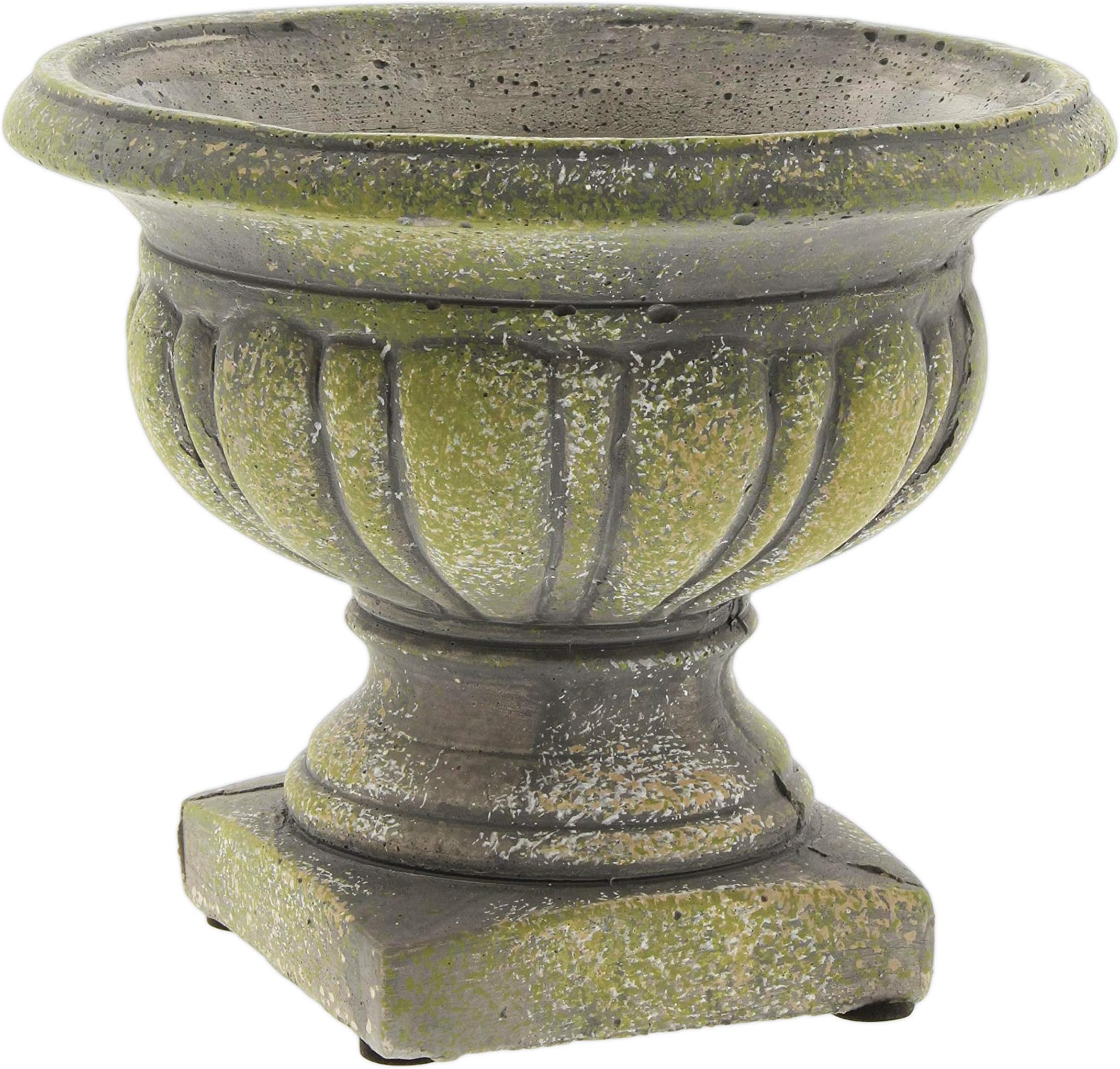 Distressed Cement Urn Garden Planter Statue, 5" - Unique Decorative Sculpture Plant Pot for Indoor Outdoor Home Garden Decor