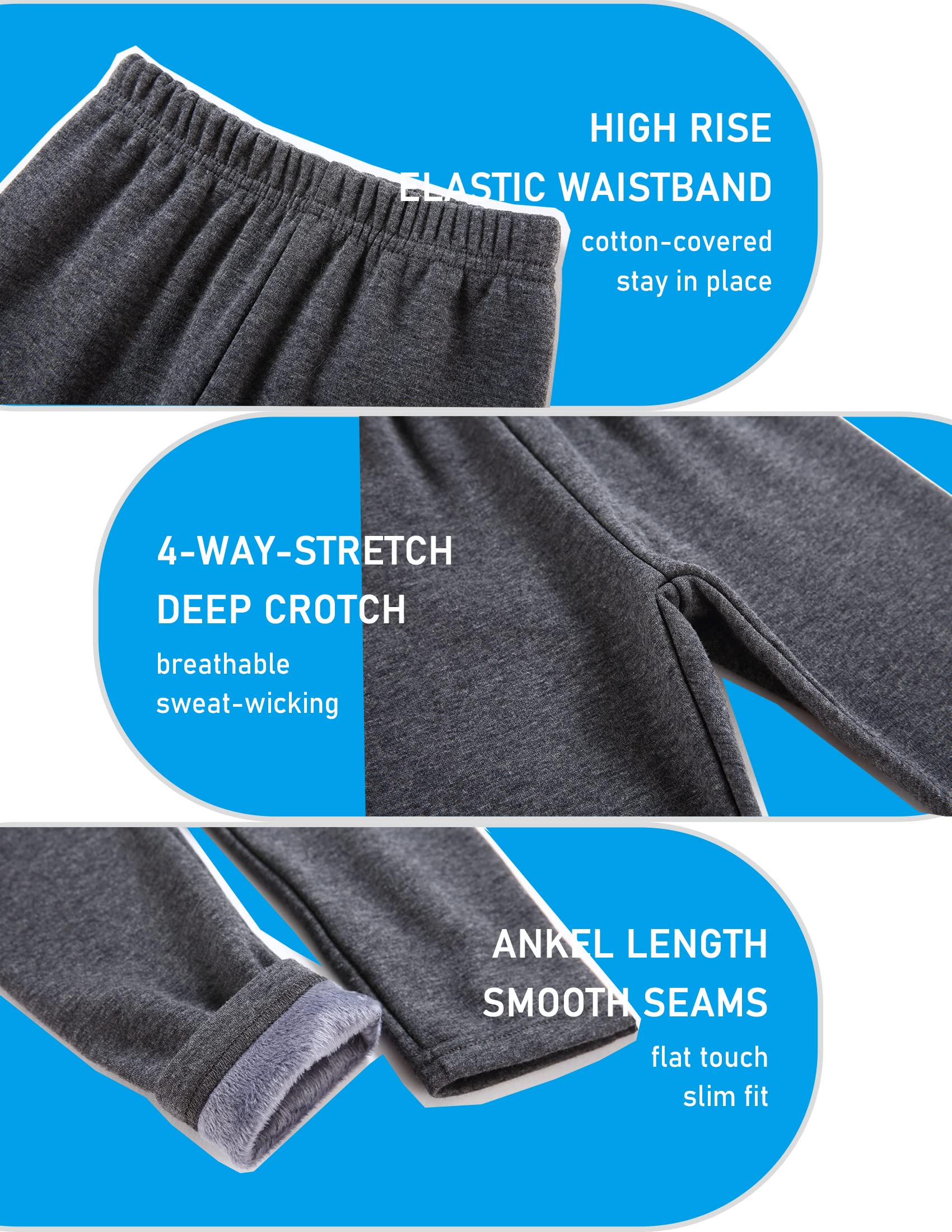 Kiench Mädchen Leggings Winter Dick Gefüttert Hosen Baumwolle 4er-Pack