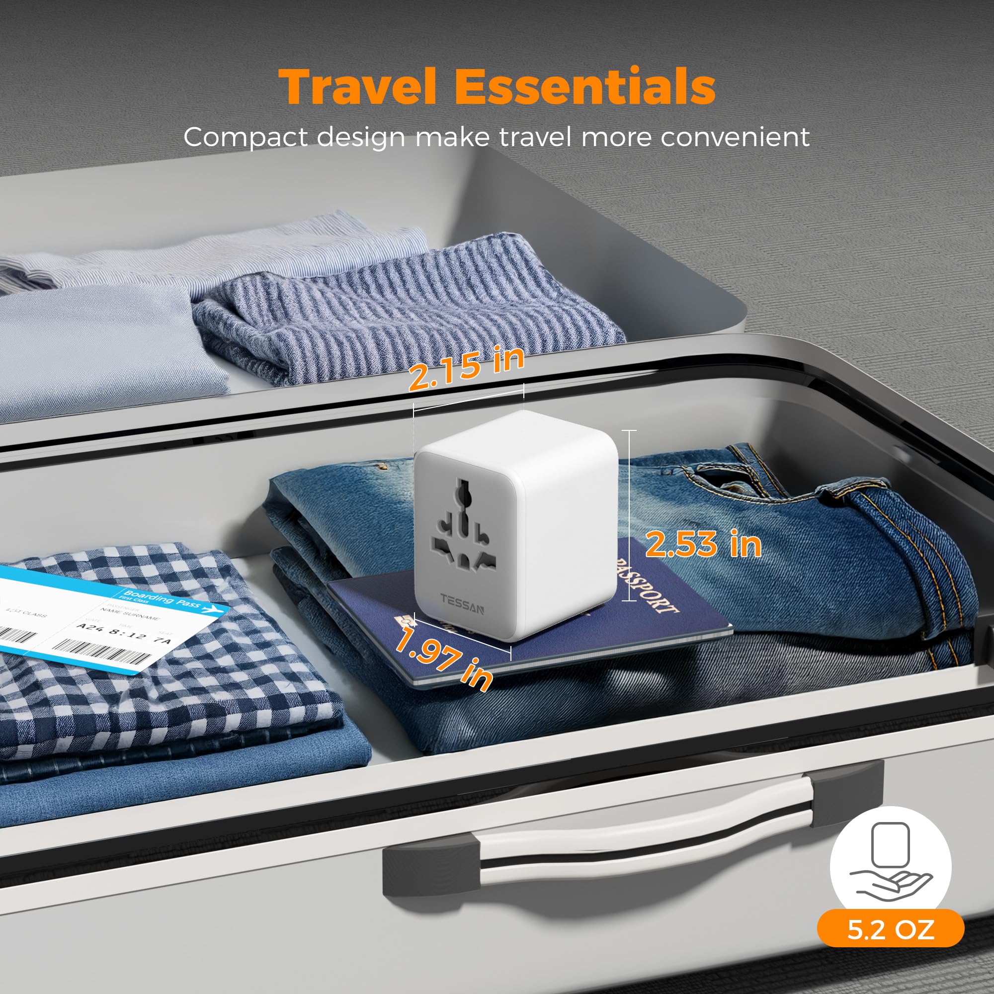 TESSAN Universal Travel Adapter International Power Adapter with 2 USB C 2 USB A Ports Travel Plug Adaptor — view 7