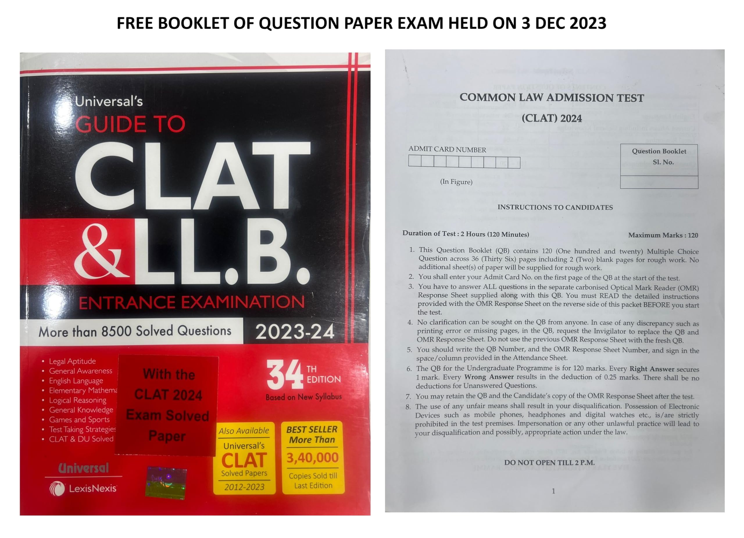 Universal Guide To Clat &Ll.B Entrance 34 Edition