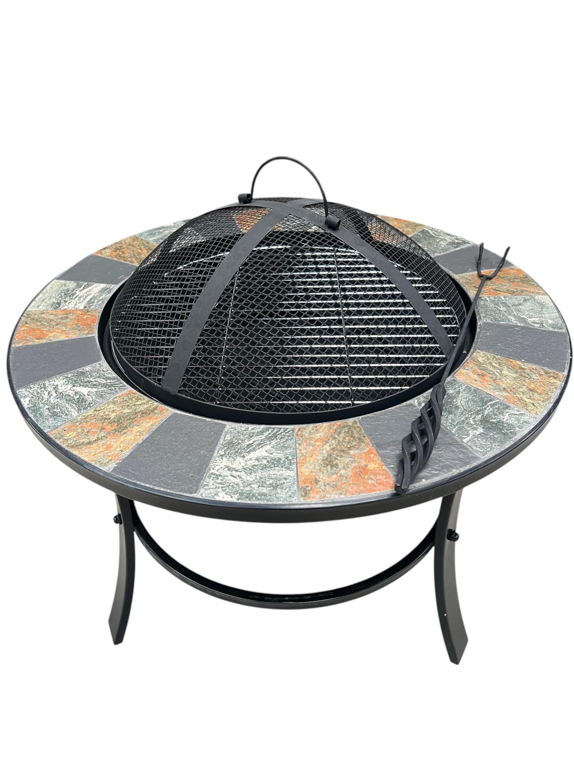 Mosaic Bistro Sets, 2 Chairs 1 Table, Garden Bistro Set, Mosaic Fire Pit, Classic Garden Furniture for any garden, balcony, or terrace. Many Styles to Choose From! (25CF06 - Slate Fire Pit)