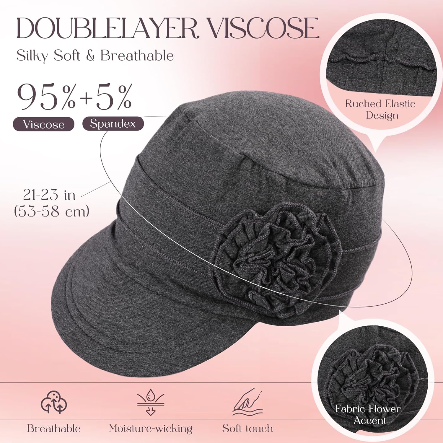 AIPESL 4 Pcs Chemo Headwear for Women, Soft Cancer Hats Breathable Chemo Turbans Beanie Caps for Hair Loss - Image 4