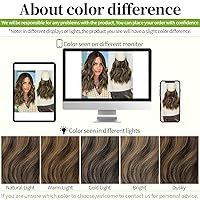 Vista 6 de KooKaStyle - Extensiones de cabello con hilo invisible, diadema transparente, ajustables, 4 clips fijadores, cabello largo y ondulado de 12