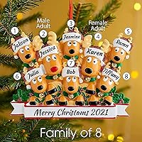 Vista 3 de Adorno personalizado para árbol de Navidad de 2, 3, 4, 5, 6, 7, 8, nombre personalizado, lindo reno, decoración de Navidad, regalo de Navidad