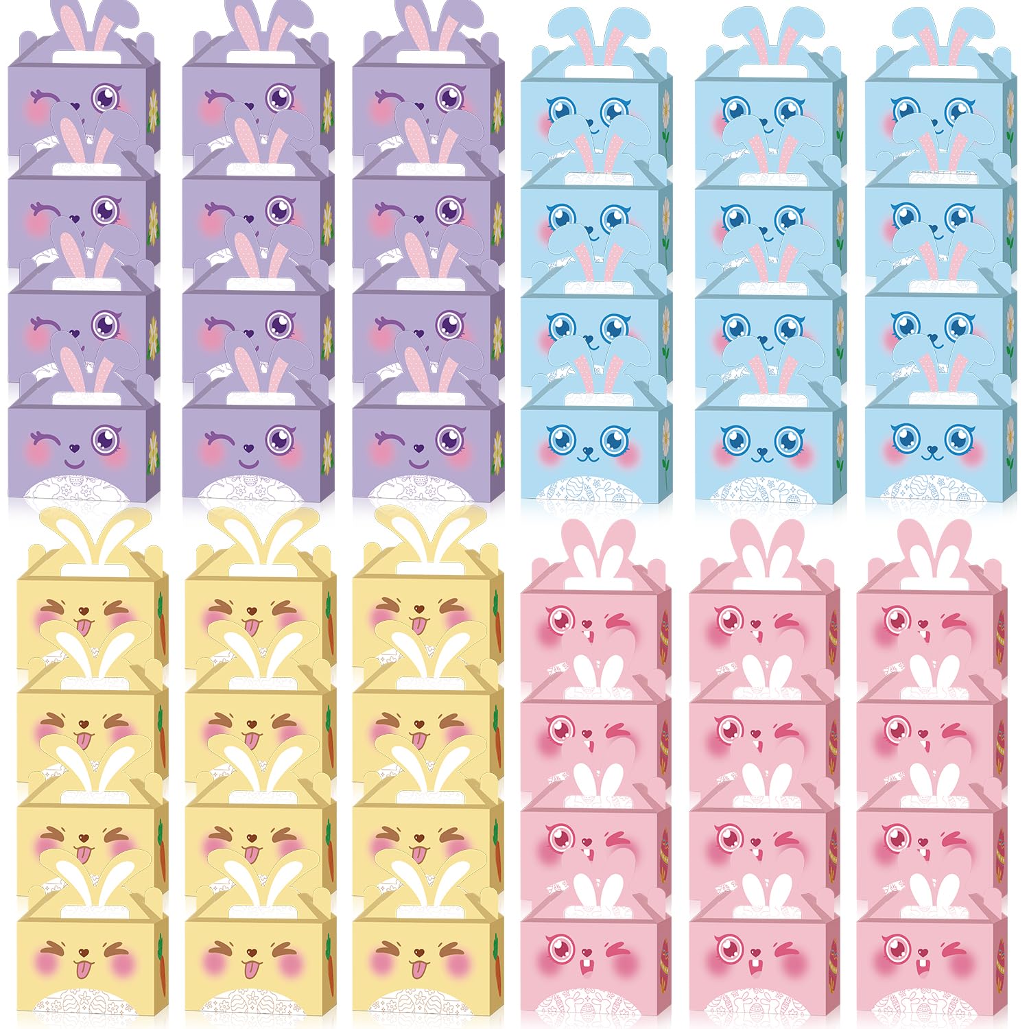 Photo 1 of ***BUNDLE 2 PACK*** 48PCS Easter Gift Boxes Bunny Eggs Gift Boxes with Handle, 1pc Cute Non woven Happy Easter Bag Basket Containers Candy Goodies Party Favor Supplies Stuffers for Kids Home School Classroom Decorations