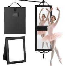 Shinowa Foldable Portable Full Length Mirror for Dancer, Camping and Travel, Shatter-Proof Acrylic Hanging Mirror with Handle, 33x13 Inch Full Body Travel Backstage Mirror, Black