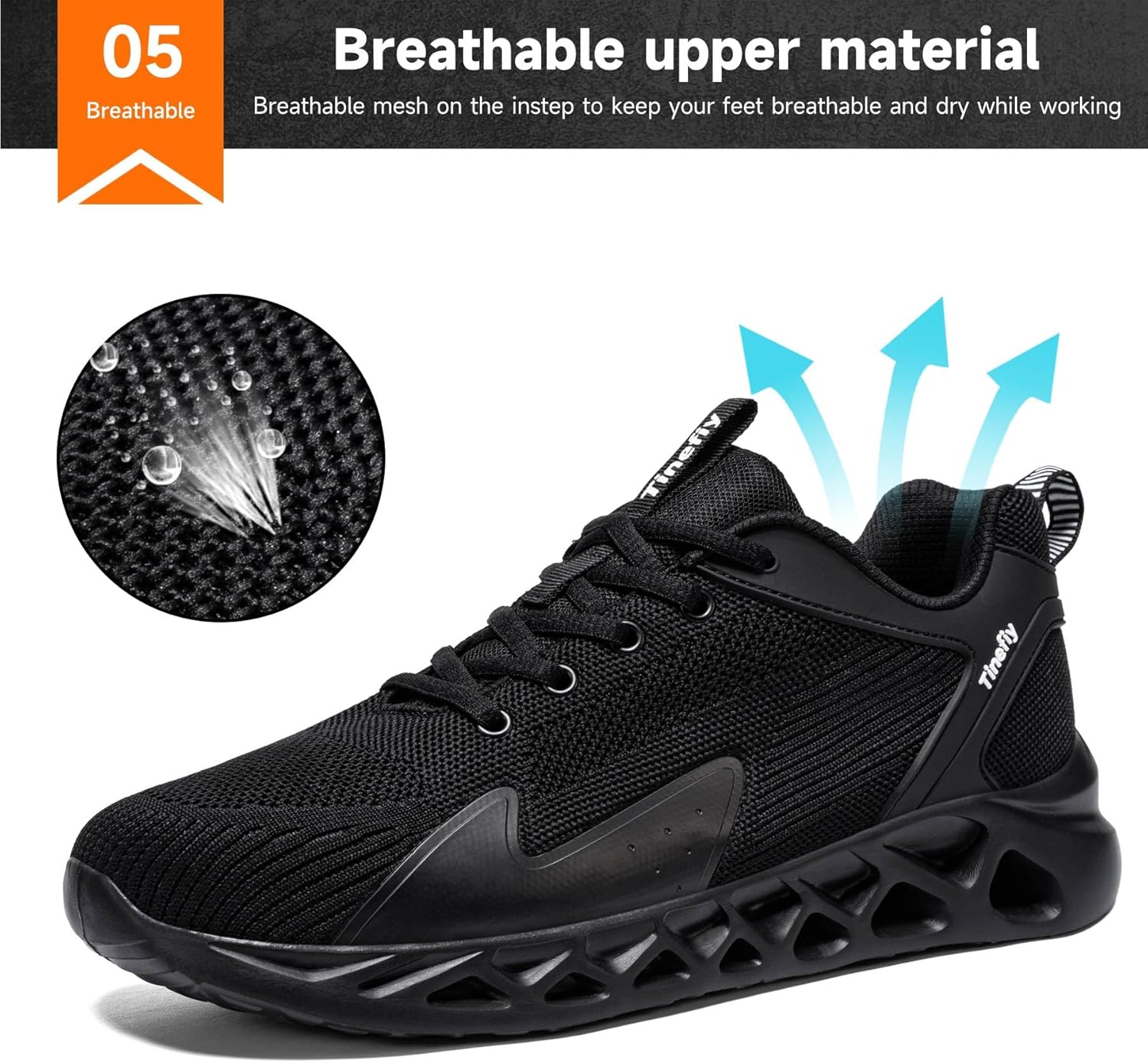 Tinefiy Steel Toe Shoes for Women Lightweight Comfortable Slip Resistant Safety Sneakers Indestructible Shoe - Image 6