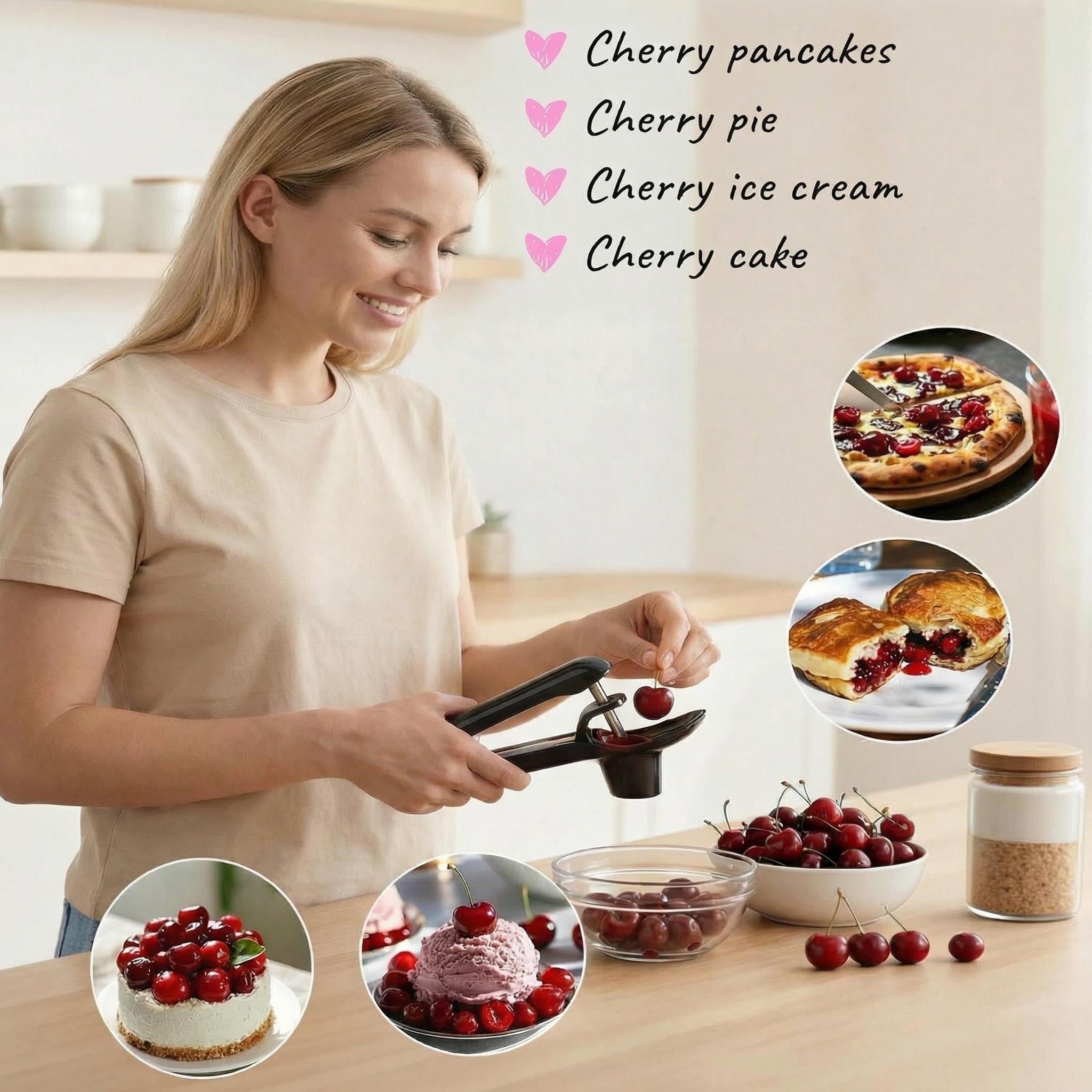 2 Pièces Denoyauteur Cerise, Denoyauteur Olives en Acier Inoxydable, Dénoyauteur Manuel Multifonctionnel Cherry Corer pour Faire la Cerises Confiture,Cuisine (Noir)