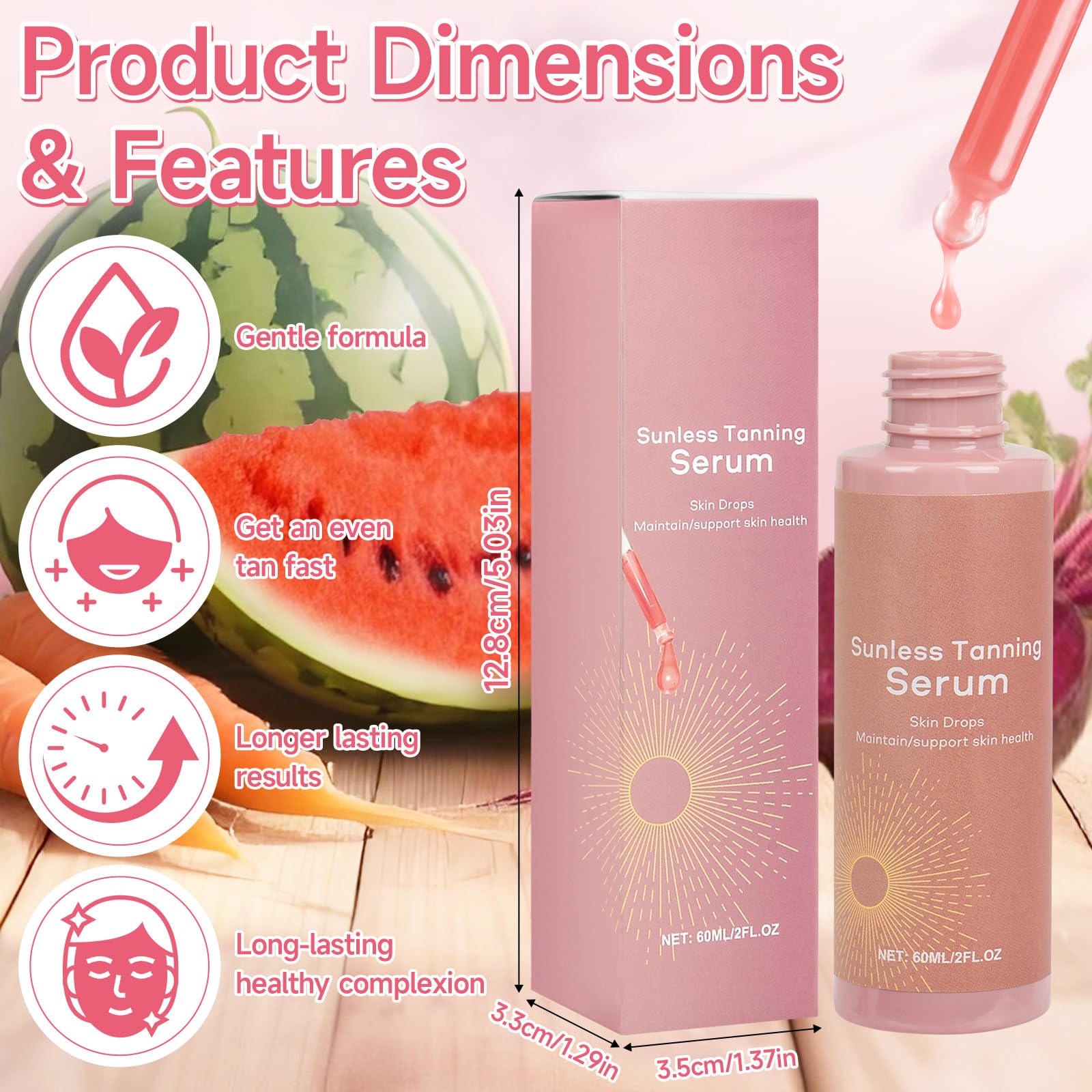 Sunless Tanning Drops, 2 szt. samoopalacz, 120 ml, krople samoopalające, krople samoopalające, samoopalacz do twarzy i ciała