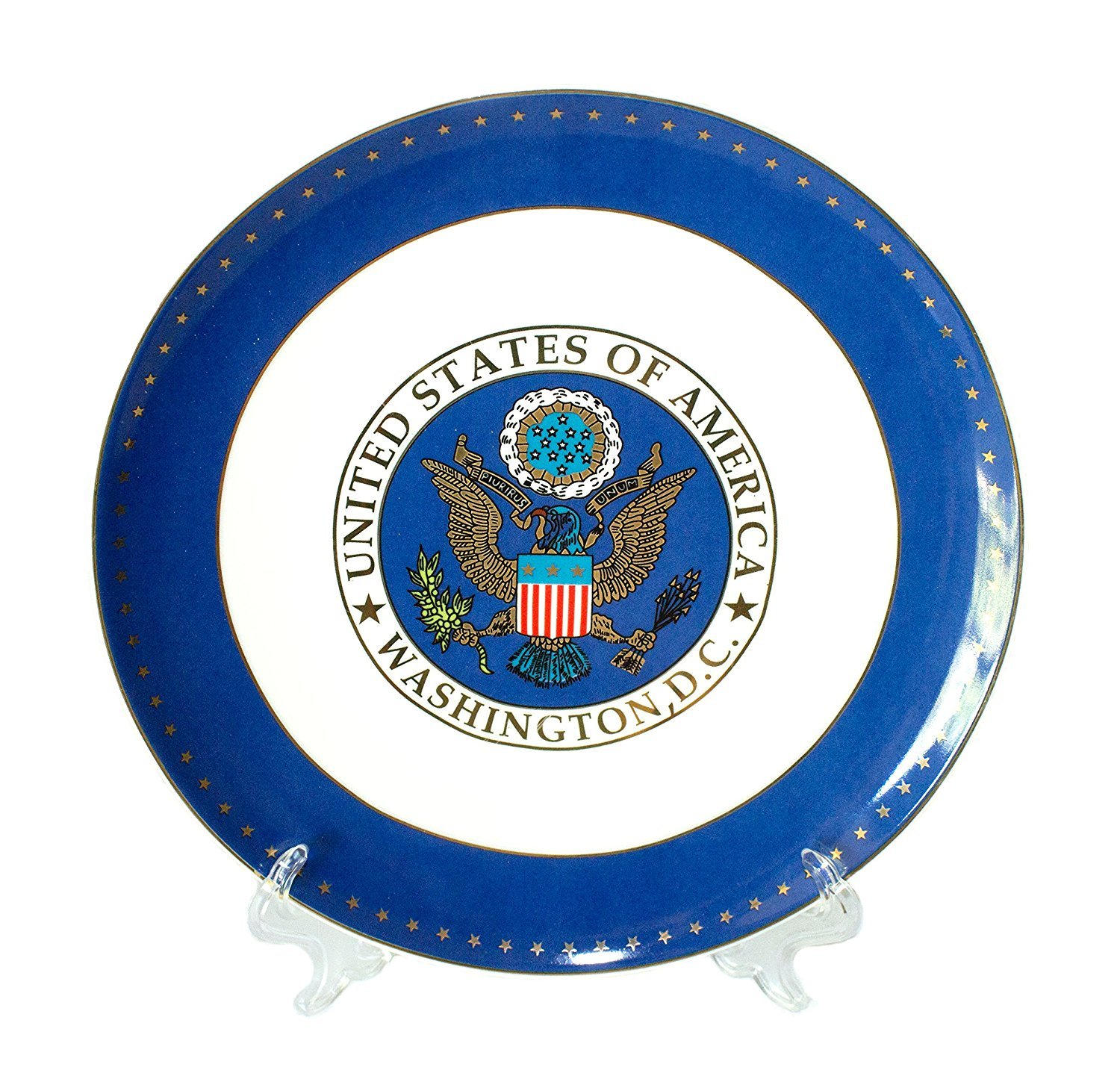 President Souvenirs Ceramic White Plate with The Great Seal