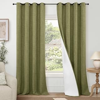 Lajode Linen Blackout Curtains for Living Room - 52x90 Inch 2 Panels