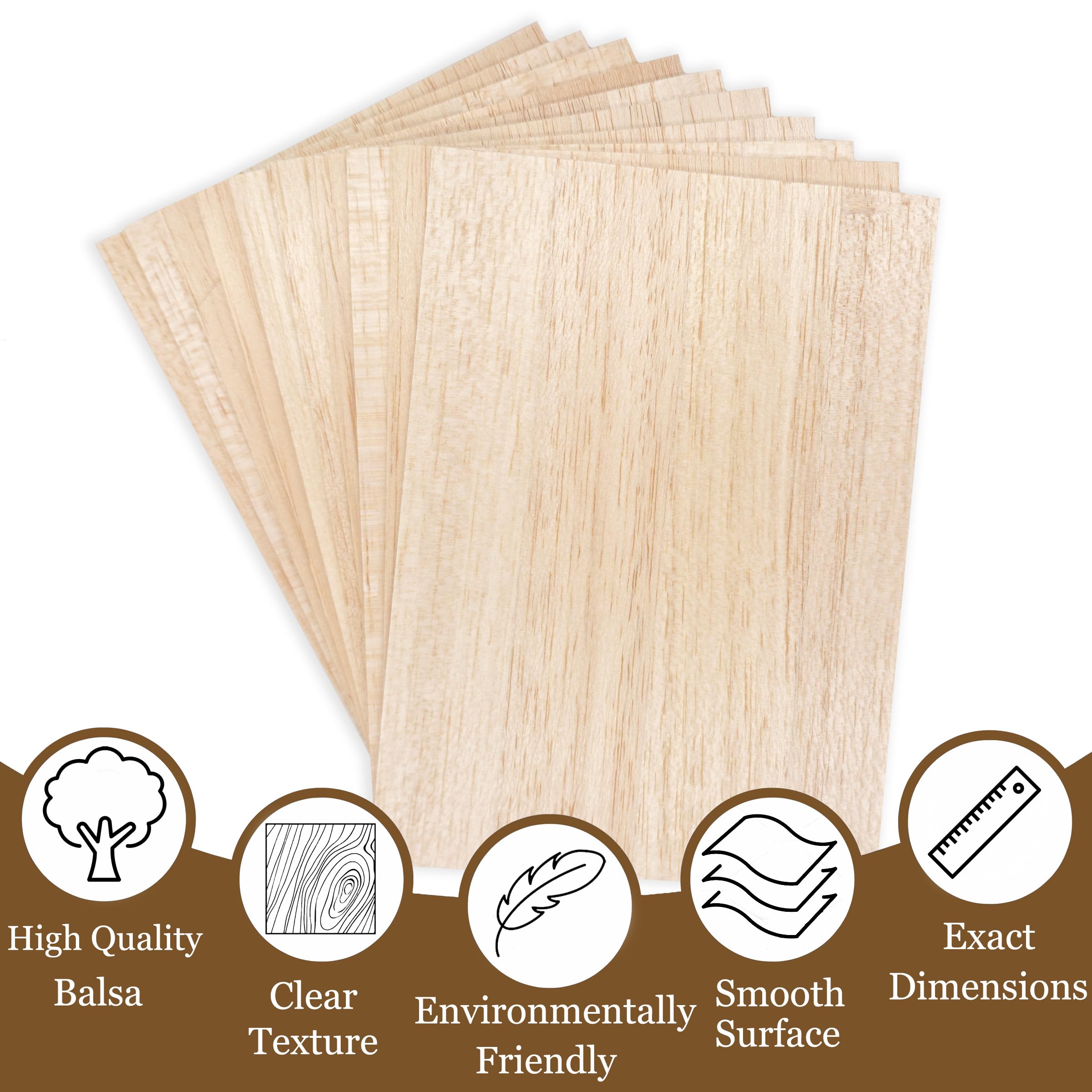 10 Pack Balsa Wood Sheets, 210x150x2 mm Balsa Wood Thin, BalsaWood Board for Home Decoration Arts, DIY Crafts Projects - Image 3