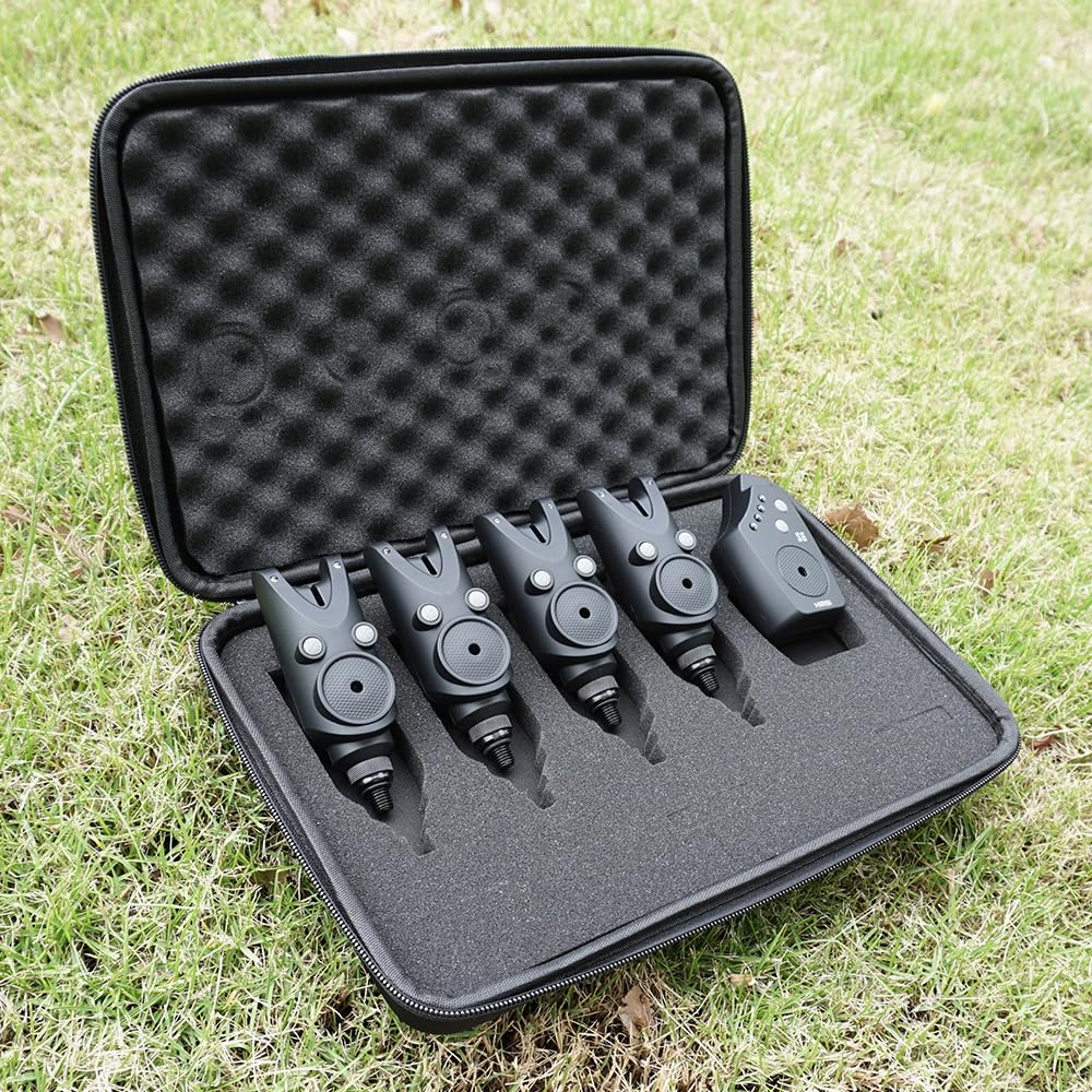 Hirisi Tackle Alarma de mordida de carpa inalámbrica impermeable con luces LED, ajuste de volumen ajustable y sensibilidad indicador de mordida con radio