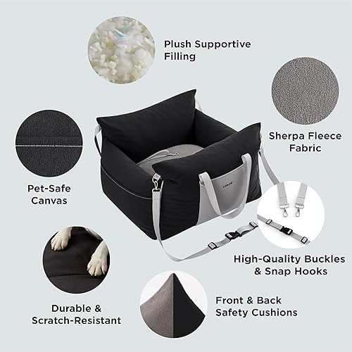 Miniatura 4 de Lesure Small Dog Car Seat for Small Dogs - Waterproof Dog Booster Car Seat with Storage Pockets, Clip-On Safety Leash and Thickened Memory Foam
