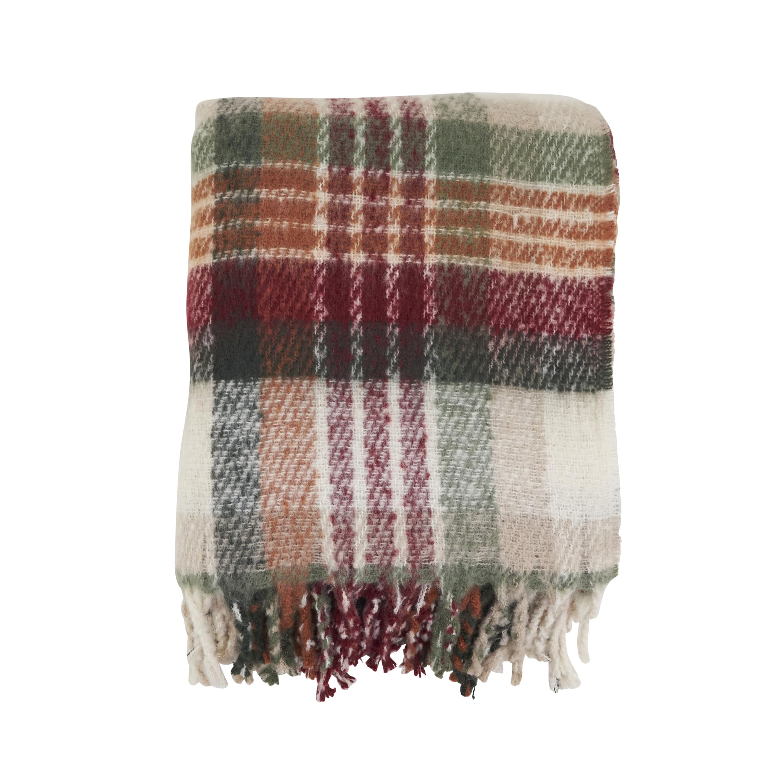 SARO LIFESTYLE Plaid Throw Blanket - Soft Decorative Fringe Throw Blanket for Sofa, Bed, Couch, and Cozy Everyday Home Décor, 50" x60, Multi