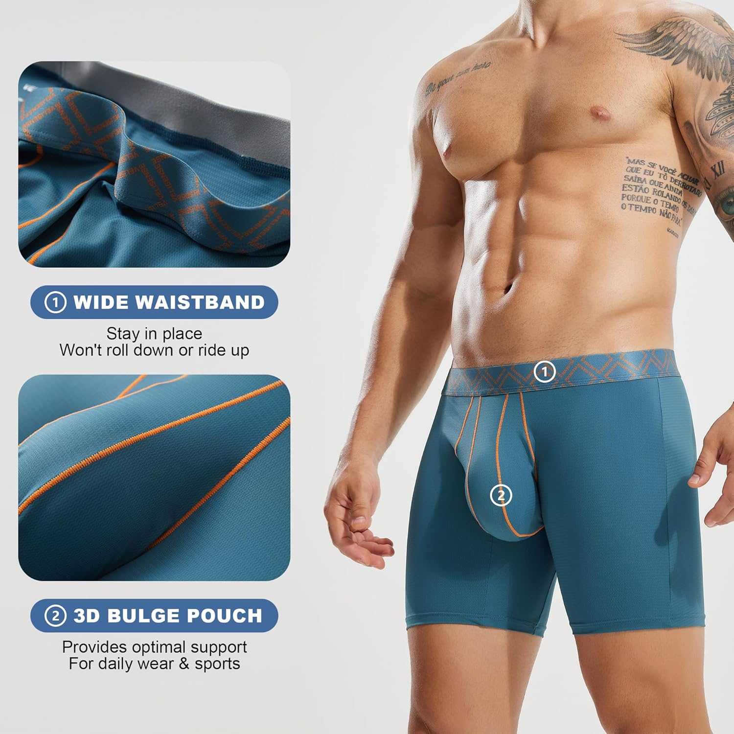 Men's Bulge Enhancing Pouch Underwear, Moisture Wicking Breathable Boxer Briefs for Men 4 Pack - Image 3