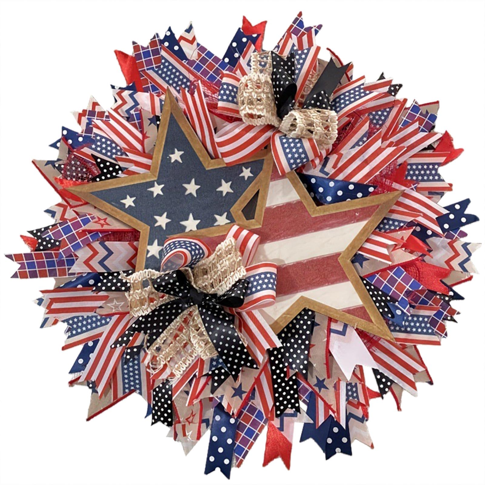 Kalttoy Patriotics Fourth Julys Wreath and Door Veterans of Wreath Independence Day Decorations & Fall Flower Independence Day