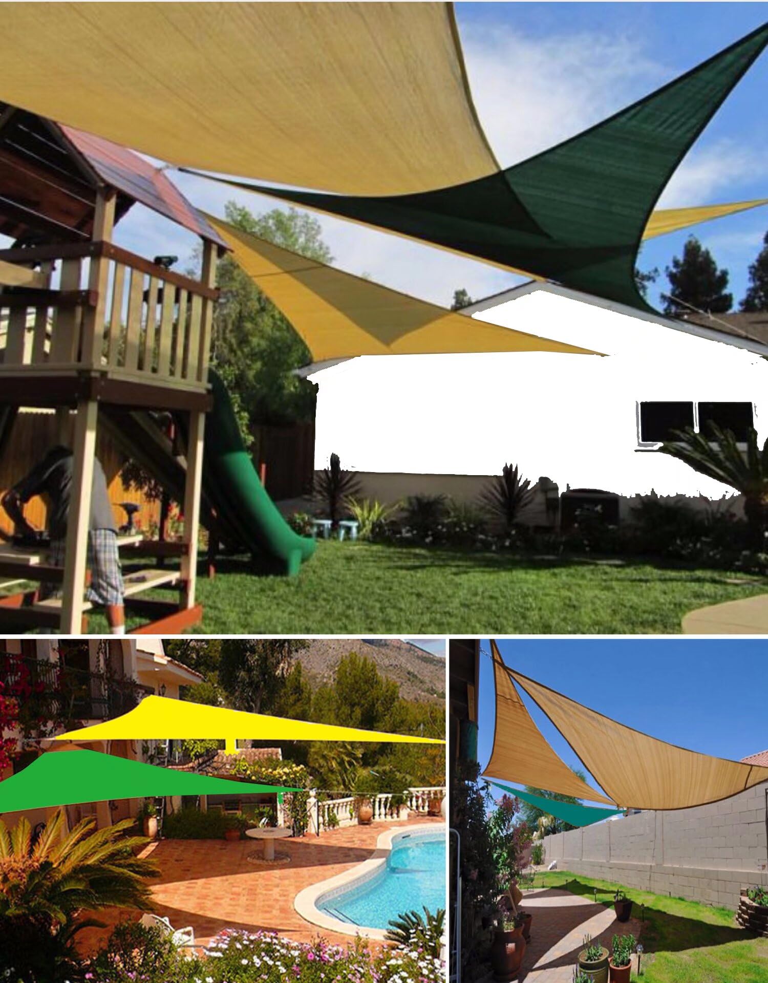 sonnensegel wasserdicht uv Schutz 95% UV Schutz Segeltuch UV Schutz Windschutz Sonnensegel Balkon Balkonbespannung mit Seil für Balkon Garten Die überdachung Schwimmbad 7x7x7m Sandgelb