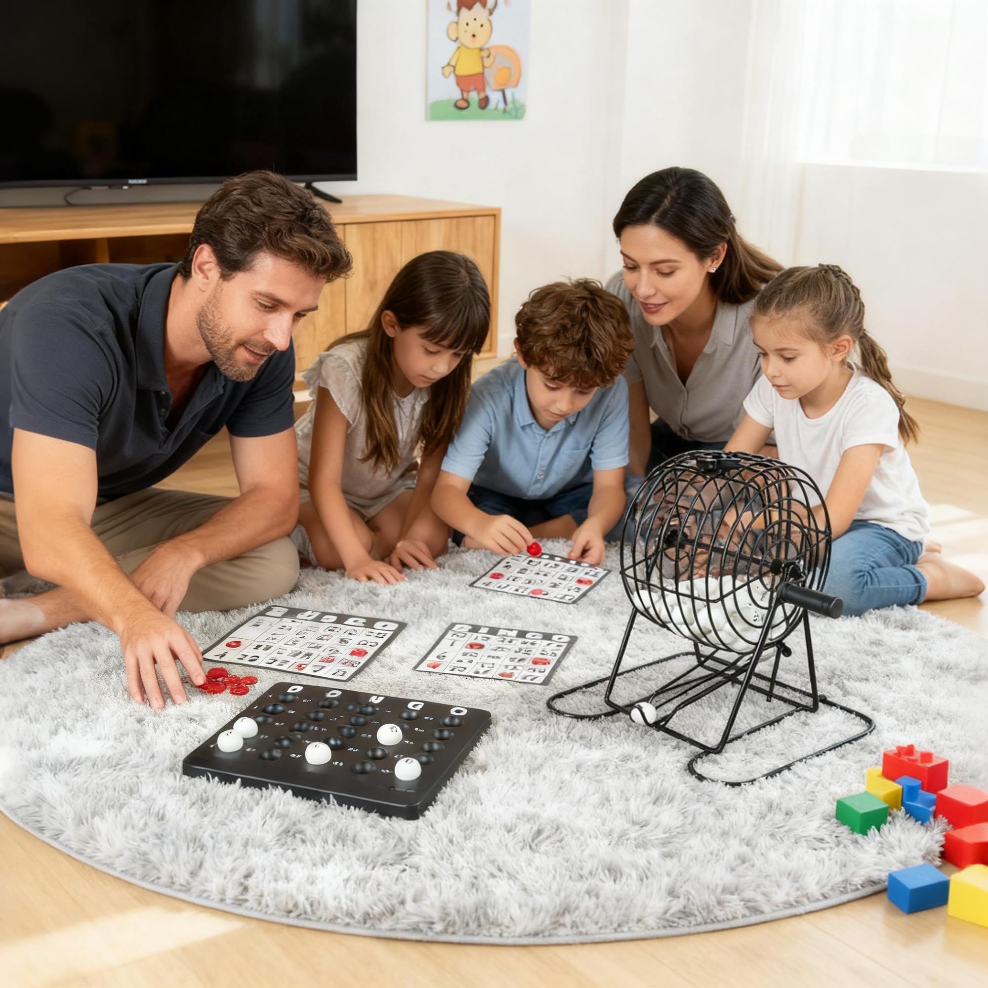 Jeu de Machine de Bingo en Métal, Bingo Boulier en Métal, Lotto Tombola, Jeux Bingo, Jeux Loto, Cartes Bingo, Jeux Interactifs Pour Adultes Et Enfants à Jouer Ensemble, Jeux de Puzzle