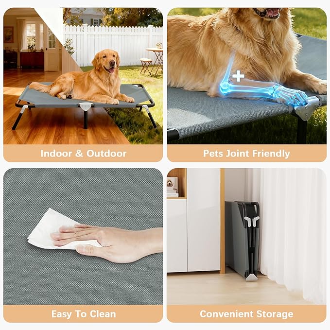Cama Elevada Plegable para Perros Grande, Refrescante y Lavable miniatura 3