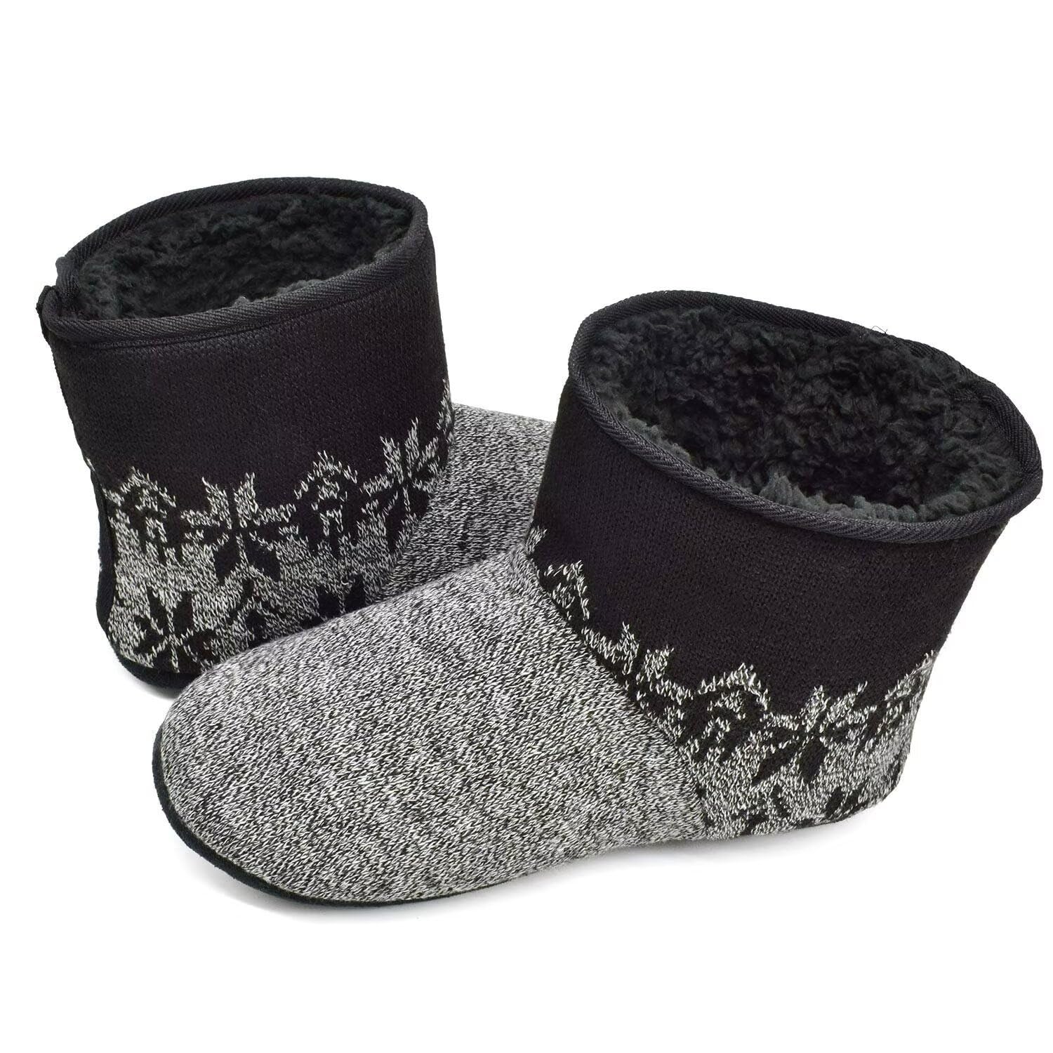 KuaiLu Pantofole Stivaletto Uomo Invernali Chiuse a Maglia Stitch Memory Foam Ciabatte Stivaletti Comode Calde Pelose Peluche Lana Cotta Antiscivolo Scarpe da Casa