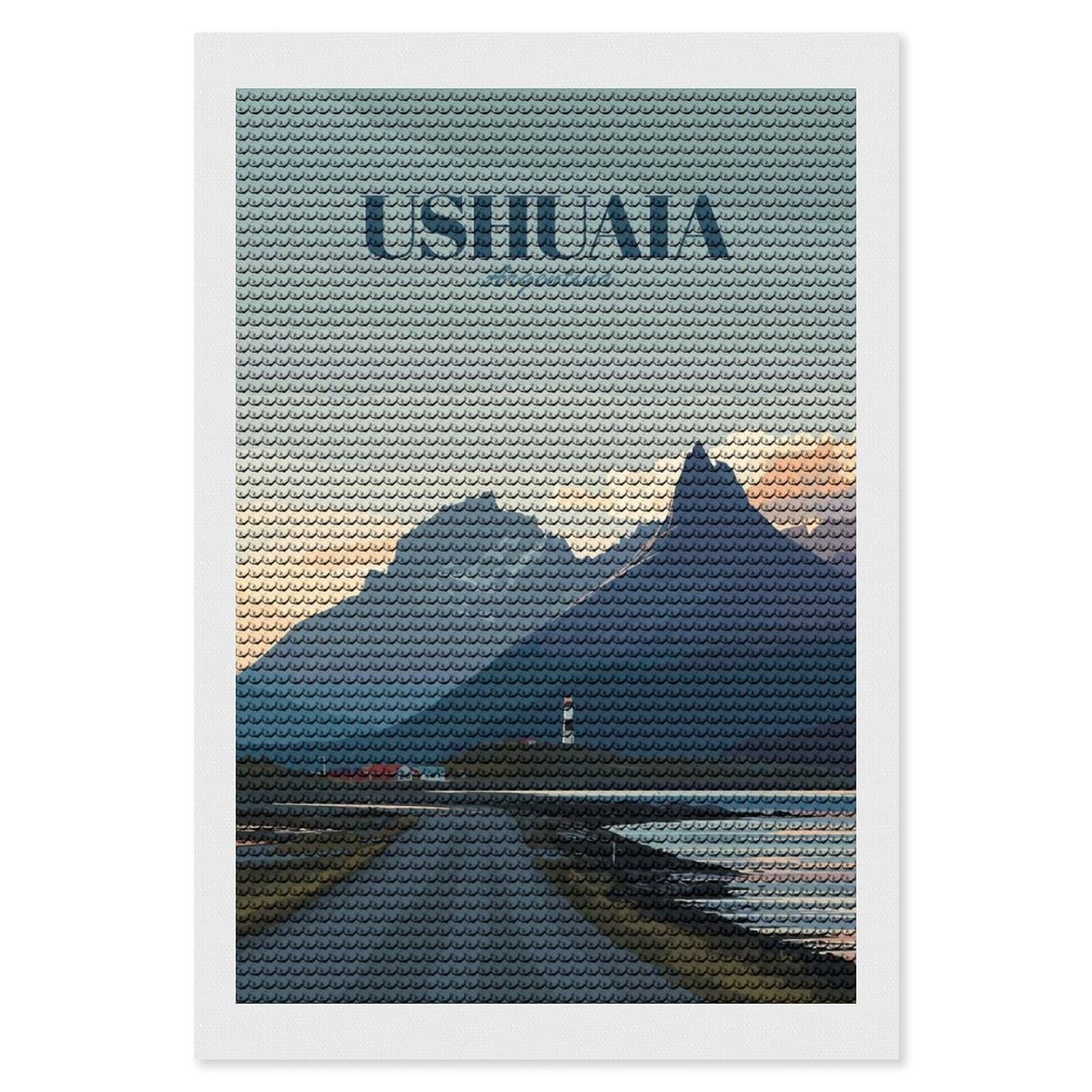 Junmoney Ushuaia, Argentina Travel Diamond Art Kit 8"x12", for Beginners, Vintage Style Decor, Good for Quiet Evenings, Festive Craft Gift
