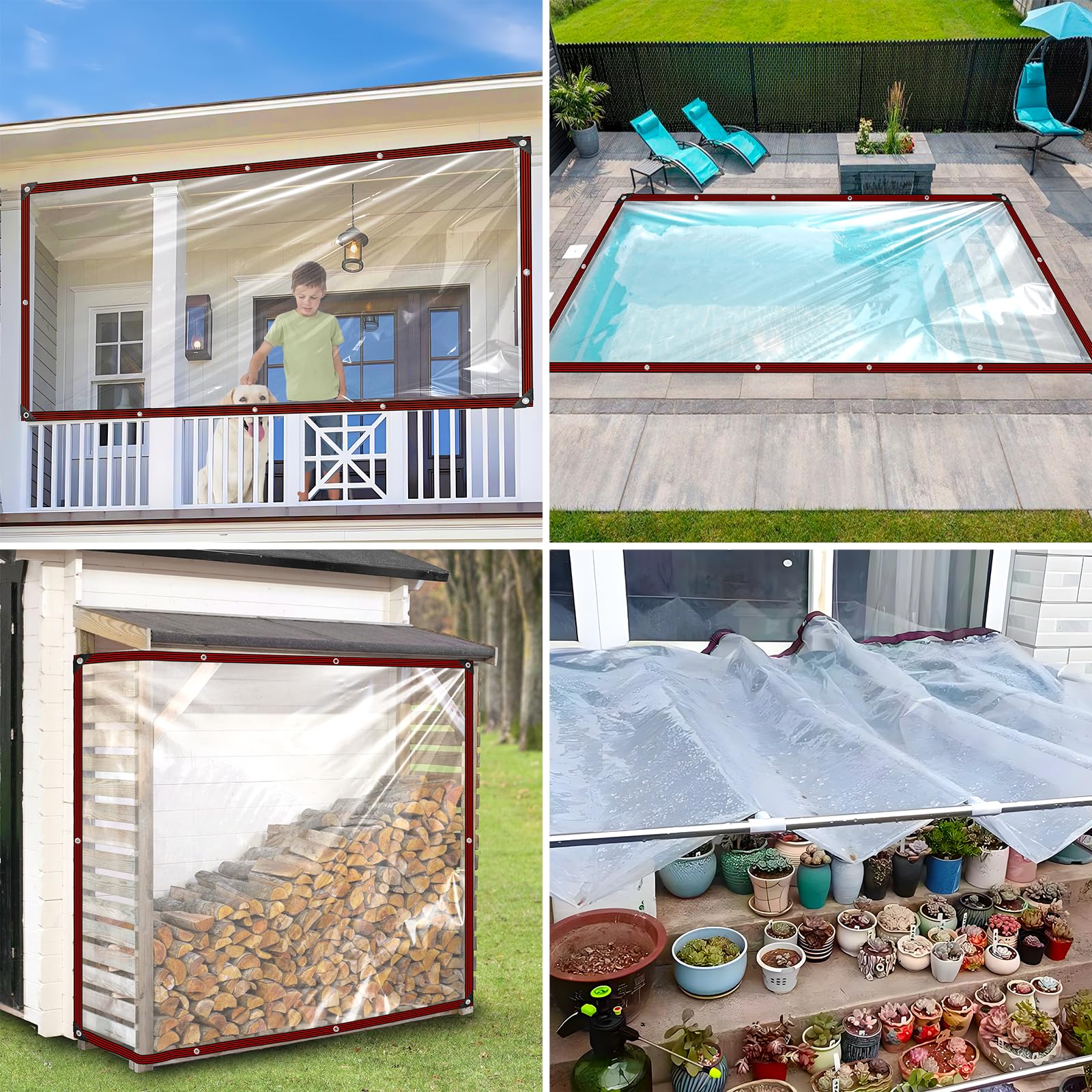Lona transparente - 2.5X2m Lona transparente impermeable con ojales Lona transparente para invernadero, jardín, protección contra la lluvia, terraza, balcón, exterior, cobertizo