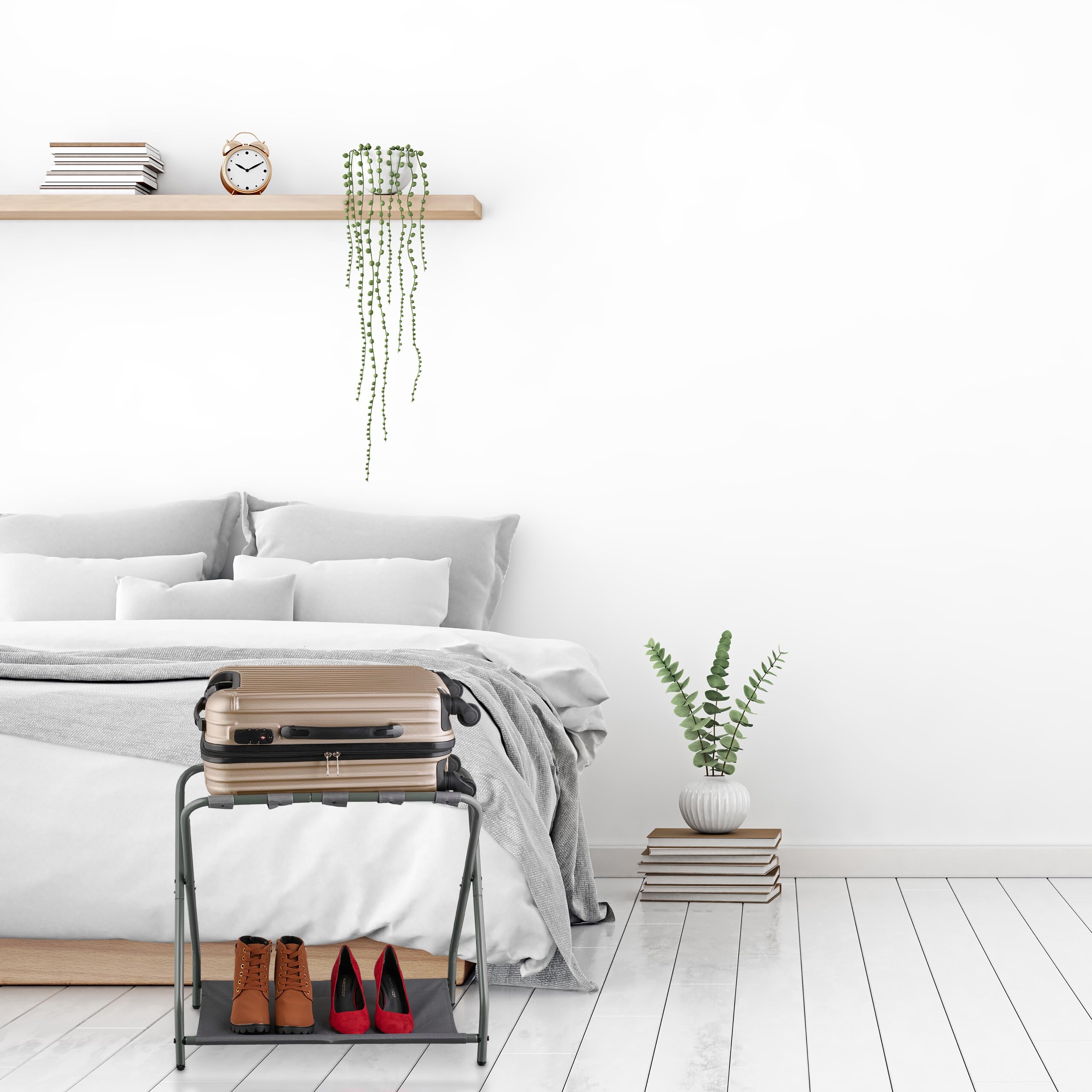 Relaxdays Portavaligie da Camera Pieghevole 58x66x38 cm Acciaio Grigio