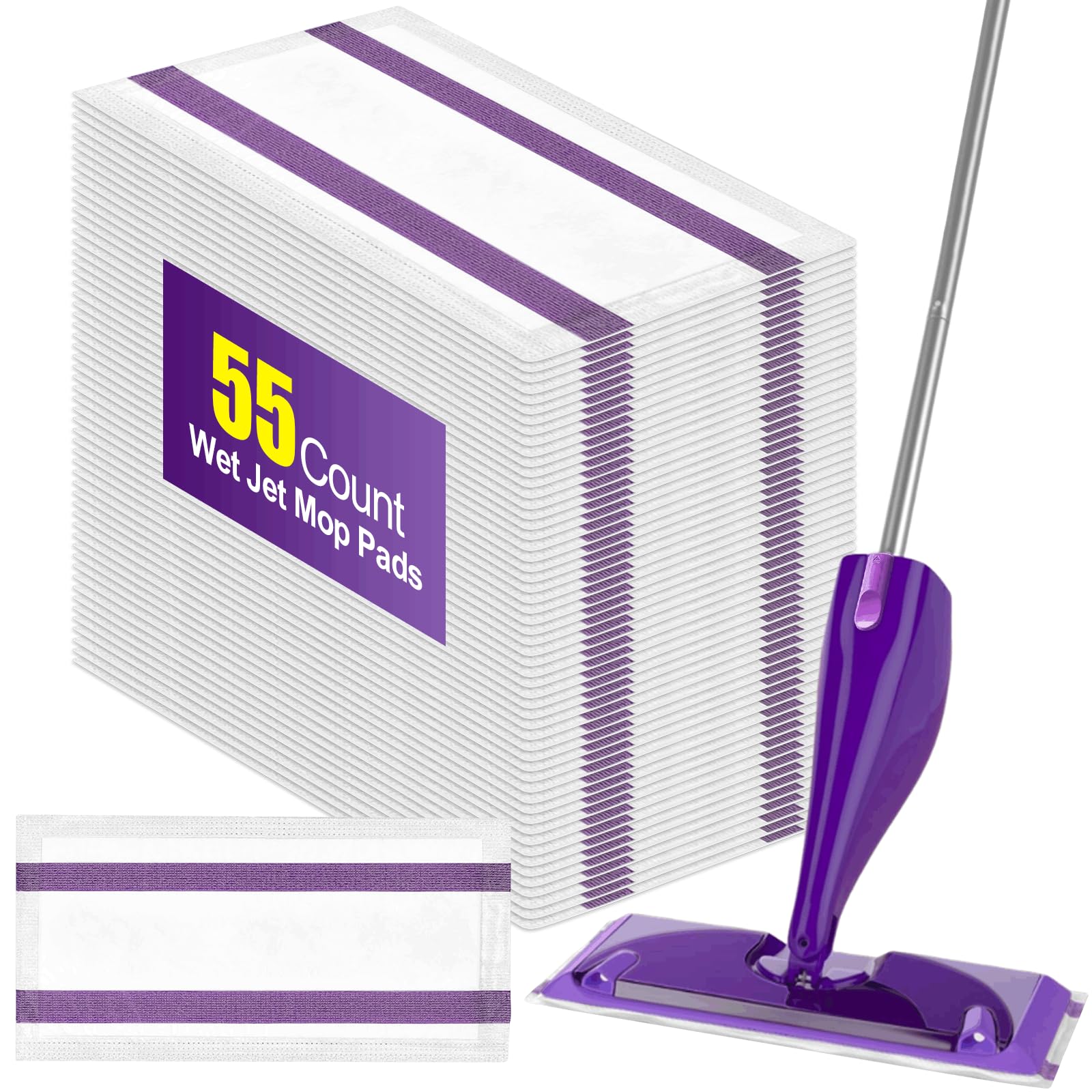 55 almohadillas de chorro húmedo para mopa Swiffer Wet Jet, almohadillas desechables para suelos multisuperficie, limpiador de suelos de madera dura de chorro húmedo grueso y súper absorbente para