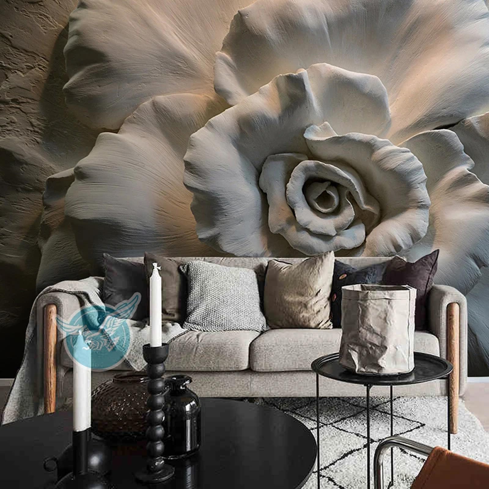Sanders & Sanders fotobehang - bloemen - lichtbeige - 360 x 270 cm
