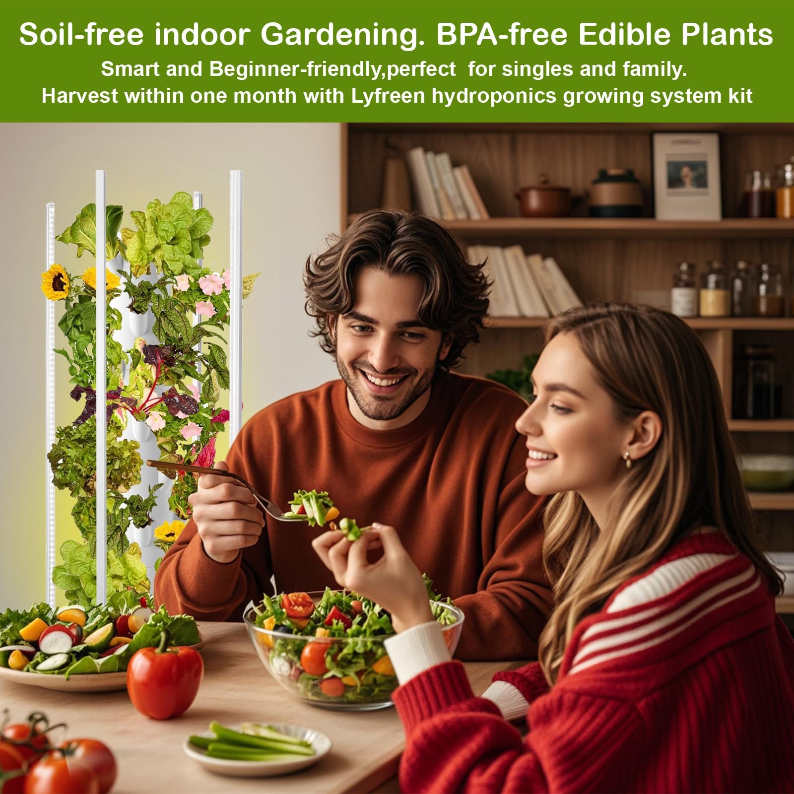 Kit Cultivo HidropóNico, 20/28/36 CáPsulas Huerto Vertical Hierbas para Interior con Luz Led Y Temporizador AutomáTico, Torre Cultivo Vertical con Autorriego para Exterior Hogar,9 Layers,Black