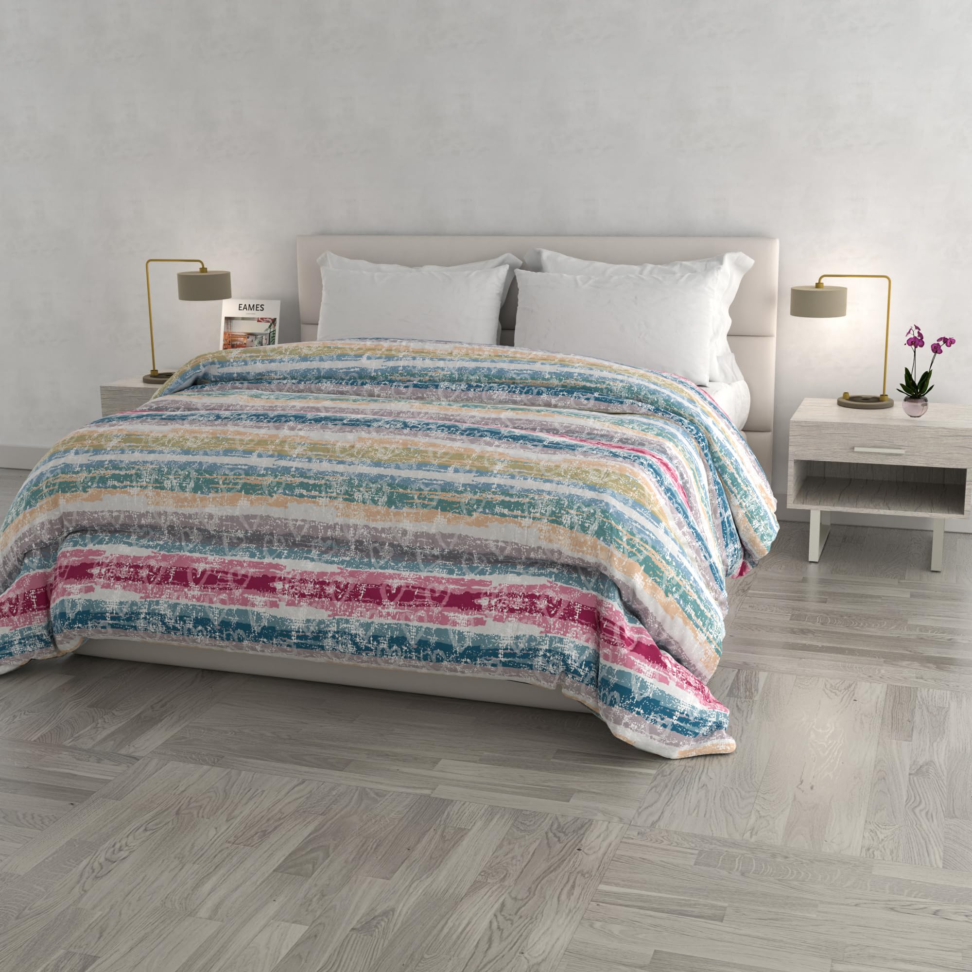Italian Bed Linen Printed FASHION winter quilt, polyester, Love lines, 260x260cm