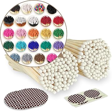 4" Matches in Colors of Your Choice 200 Count, with Striking Stickers | Decorative Unique & Fun for Your Home, Gifts, Accessories & Events | Premium Long Wood Safety Matches by Thankful Greetings