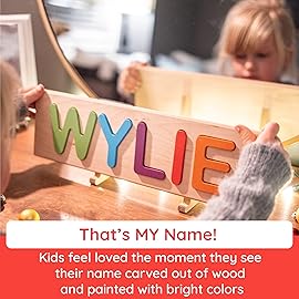 Fat Brain Toys Wooden Personalized Name Puzzles for Toddlers 1-3+, Custom Puzzles, Flat Rate up to 9 Letters