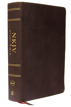 NKJV Study Bible, Premium Calfskin Leather, Brown, Full-Color, Thumb Indexed, Comfort Print The Complete Resource for Studying Gods Word