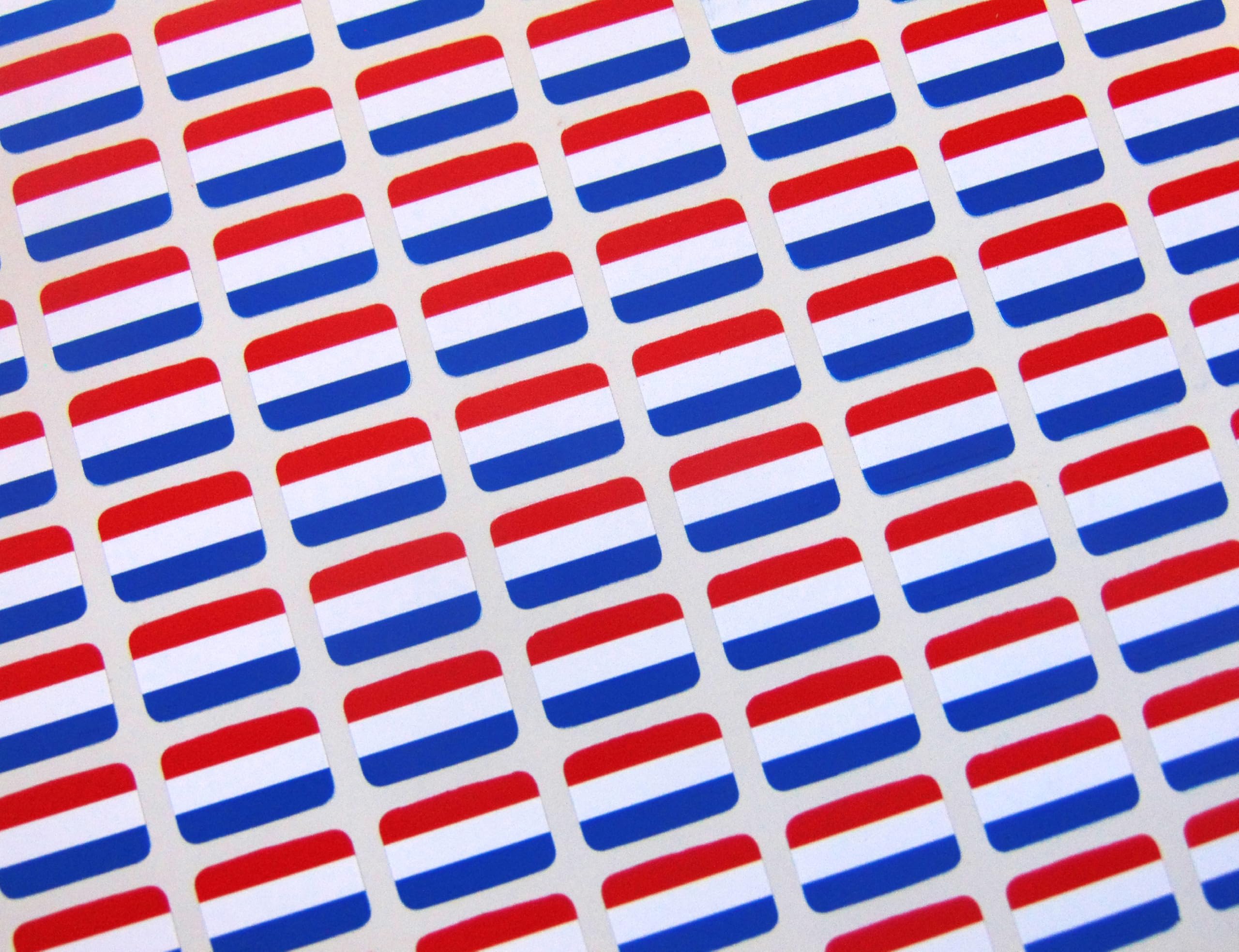 Minilabel Mixed Pack Of 110 Small Mini 16X10mm Netherlands Dutch Durable Plastic Flag Stickers, Sticky Labels