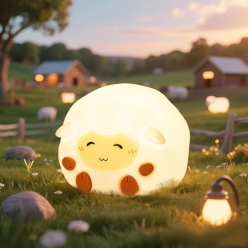 loatme Night Light for Kids, Rechargeable Dimmable Silicone LED Nightlight with 7 Colors, Baby Nursery Night Lamp, Touch Squishy Lamp, Cute Gifts for Girls, Boys, Toddler Room Decor, Sheep - Sheep