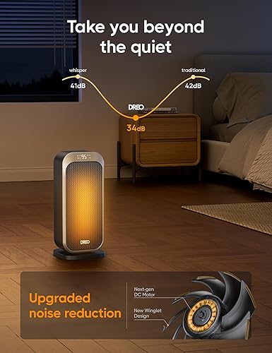 Miniatura 6 de Dreo Calentadores de espacio para uso en interiores, calentador portátil con oscilación de 70, calentador eléctrico PTC de 1500 W con termostato,