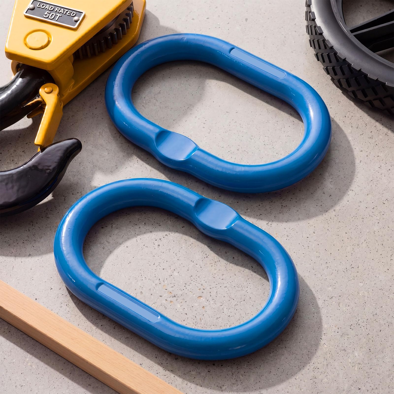 Confezione da 2 maglie oblunghe da 2,5 cm, catena in acciaio legato grado 100, capacità di carico di 10 tonnellate, anello di sollevamento resistente per sollevamento, sartiame, traino e