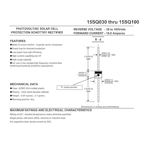 Miniatura 7 de 20 piezas de diodos rectificadores de barrera Schottky 10SQ100 100V R-6 axial 10 amperios 100 voltios